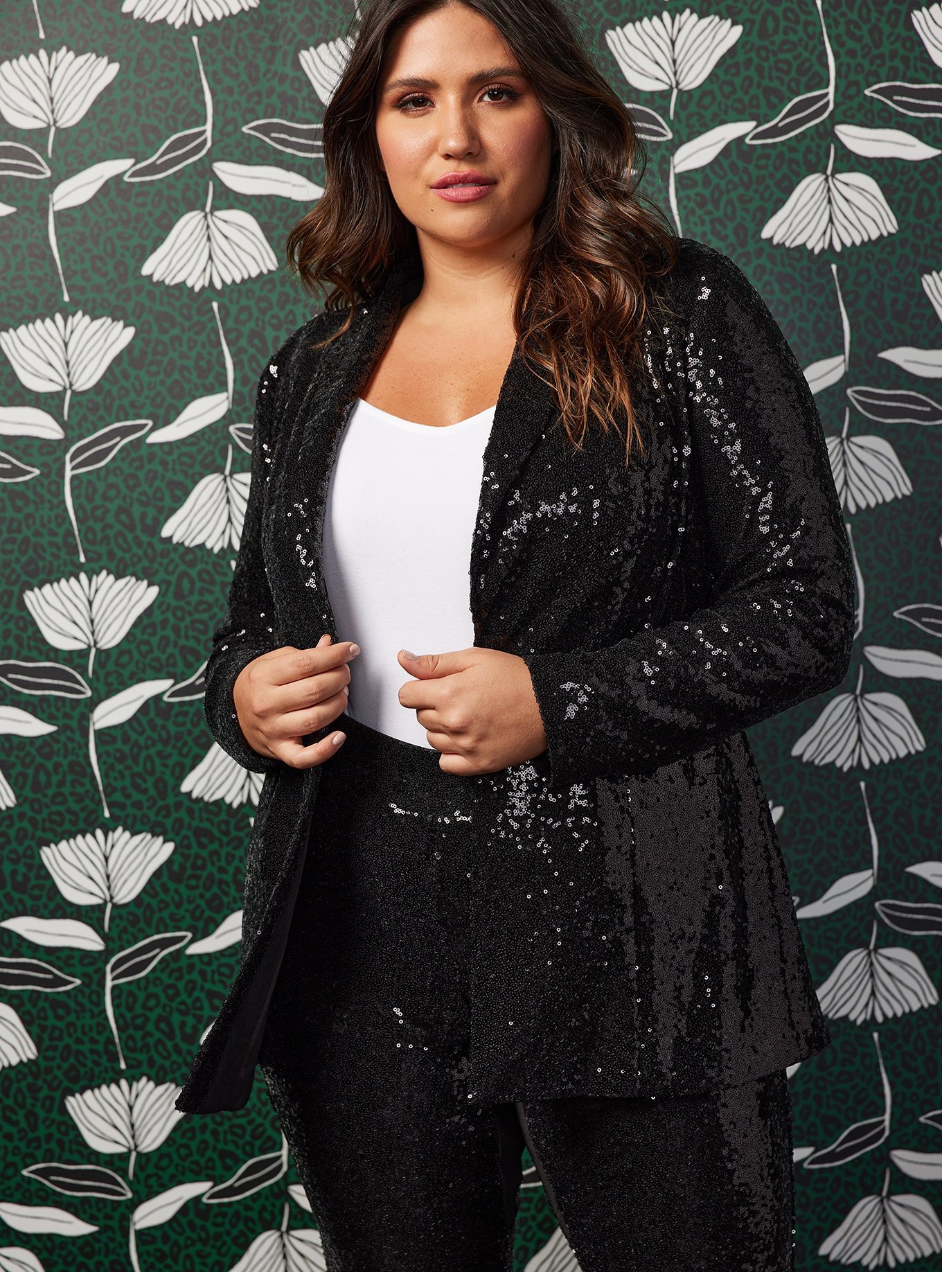 Sylvia Mollie Longline Blazer - Sequin Black, , hi-res