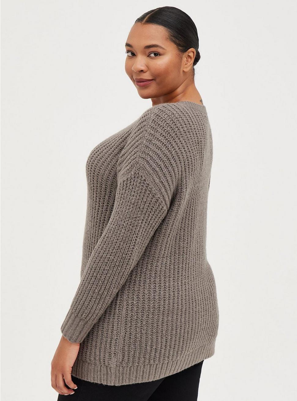 Chunky Pullover Tunic Sweater, GREY, alternate