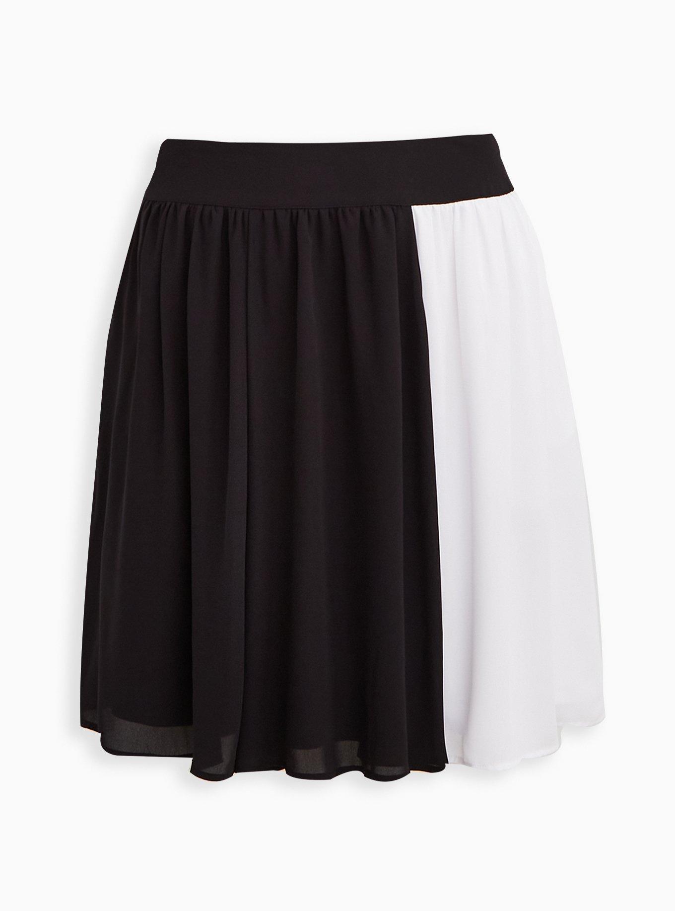 Sylvia Mollie Skater Skirt - Georgette Colorblock Black & White, , hi-res