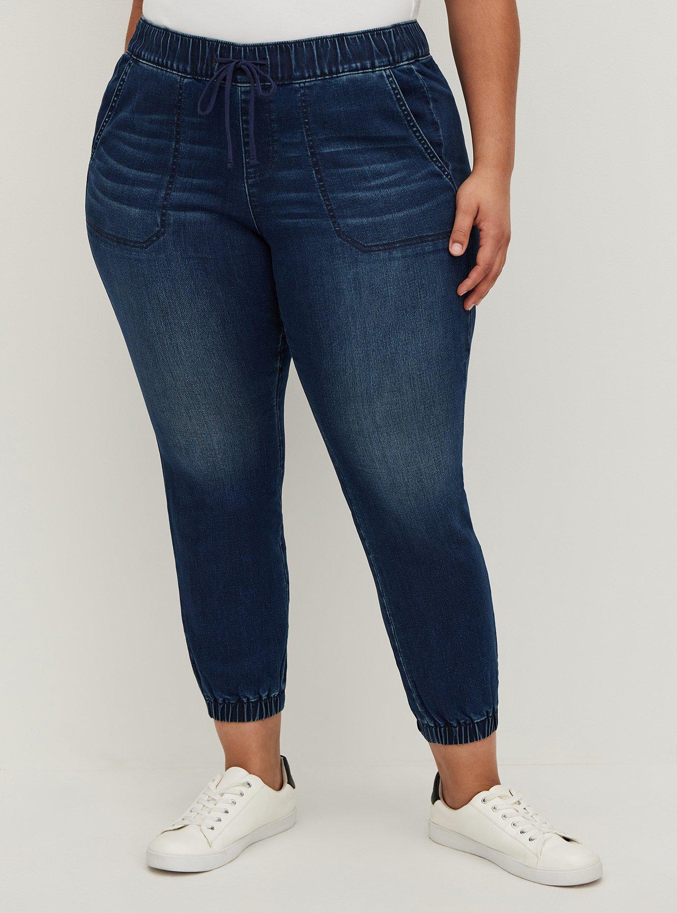 Plus size jean joggers sale