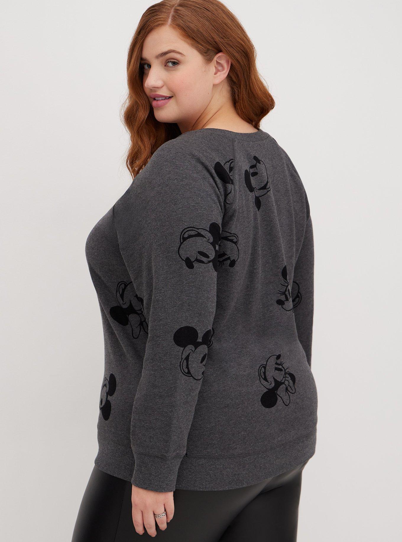 Plus Size Sweatshirt - Disney Mickey & Minnie Mouse, GREY BLACK, alternate