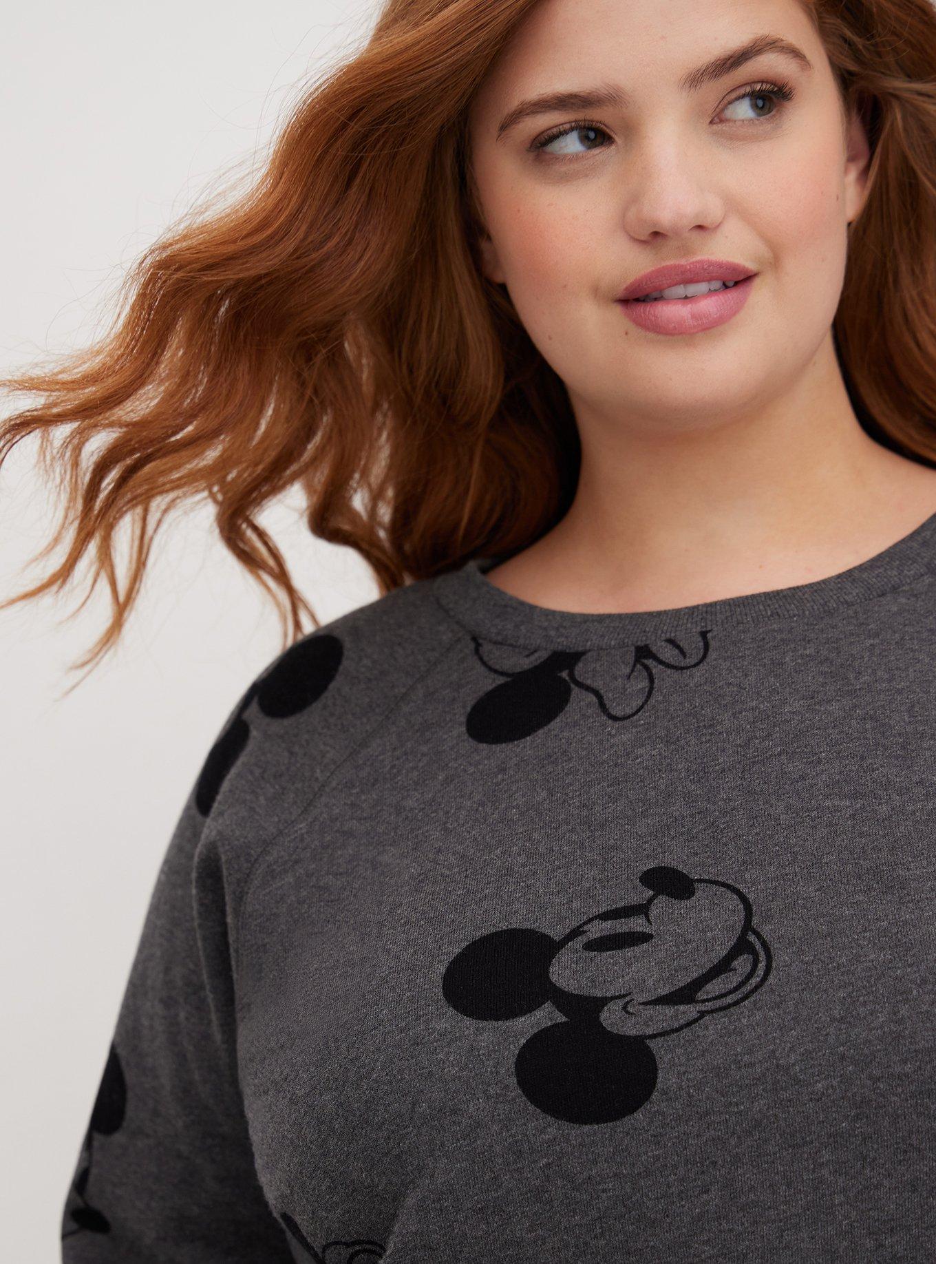 Plus Size Sweatshirt - Disney Mickey & Minnie Mouse, GREY BLACK, alternate