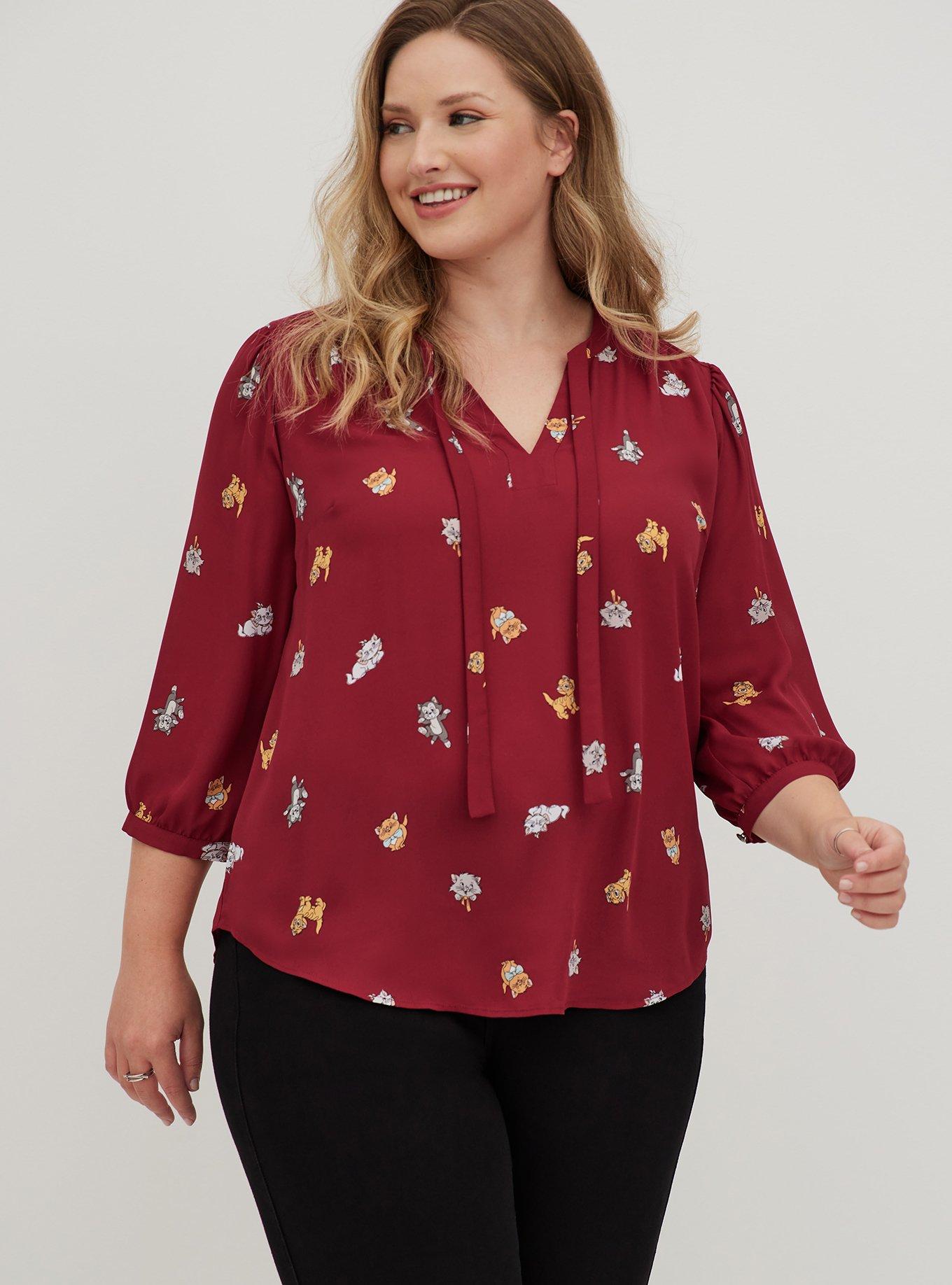 Plus Size - Disney Cats Peasant Blouse - Red - Torrid