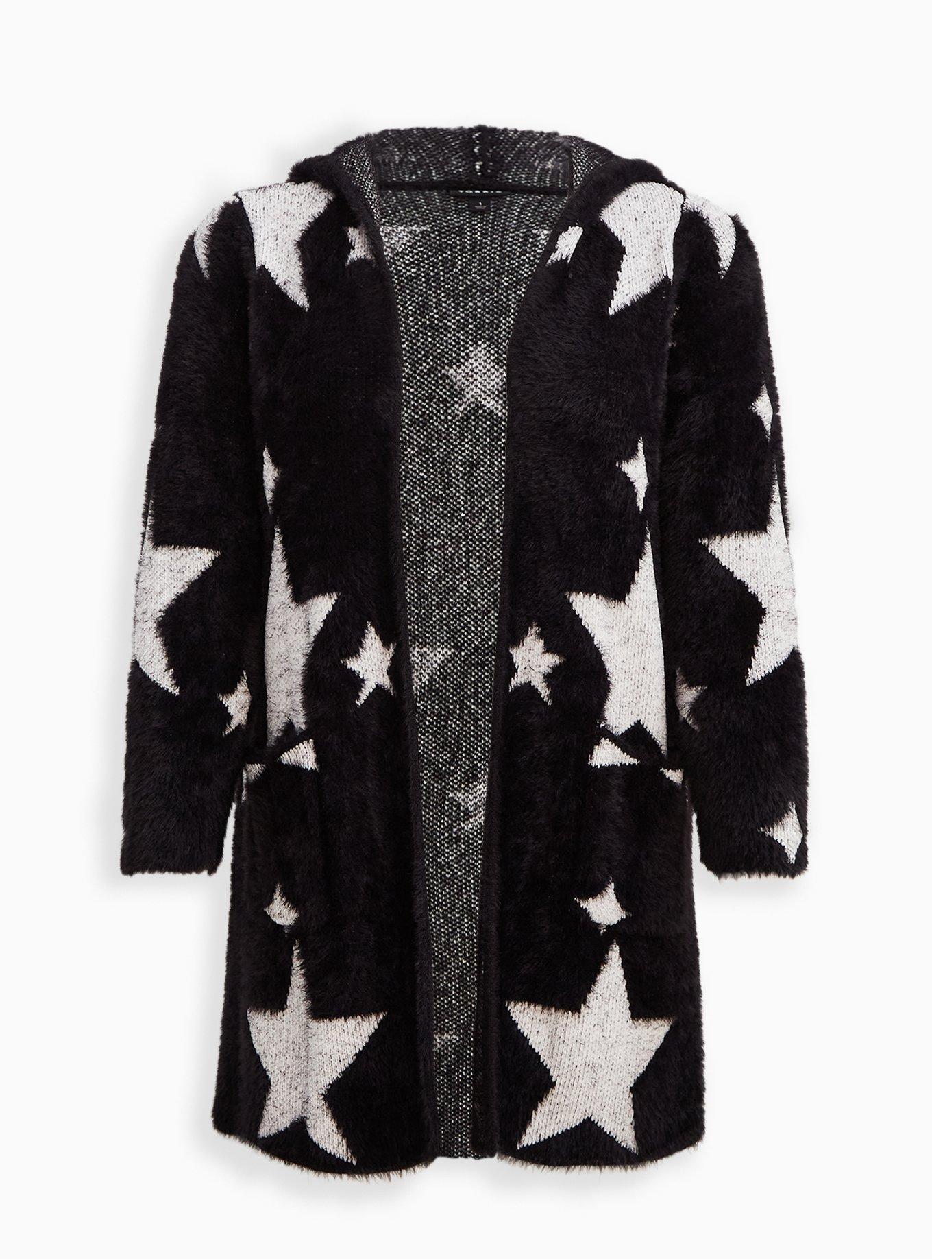 Plus Size - Hooded Cardigan - Stars Black - Torrid