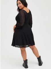 Mini Lace Fit And Flare Dress, DEEP BLACK, alternate