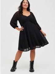 Mini Lace Fit And Flare Dress, DEEP BLACK, hi-res