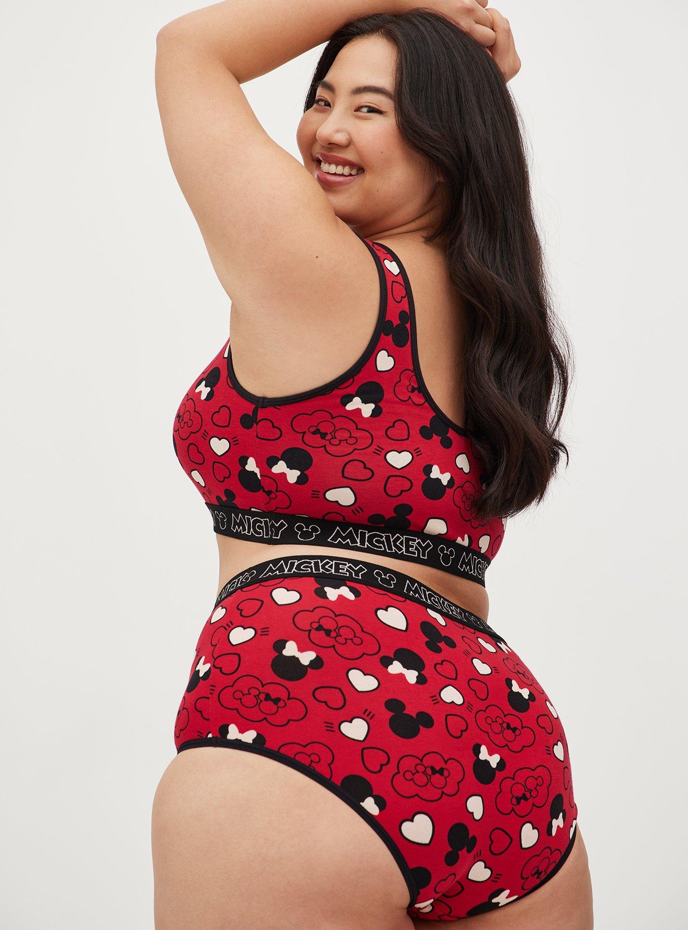 Plus Size Brief Panty - Cotton Disney Mickey Mouse I Heart Red, MULTI, alternate