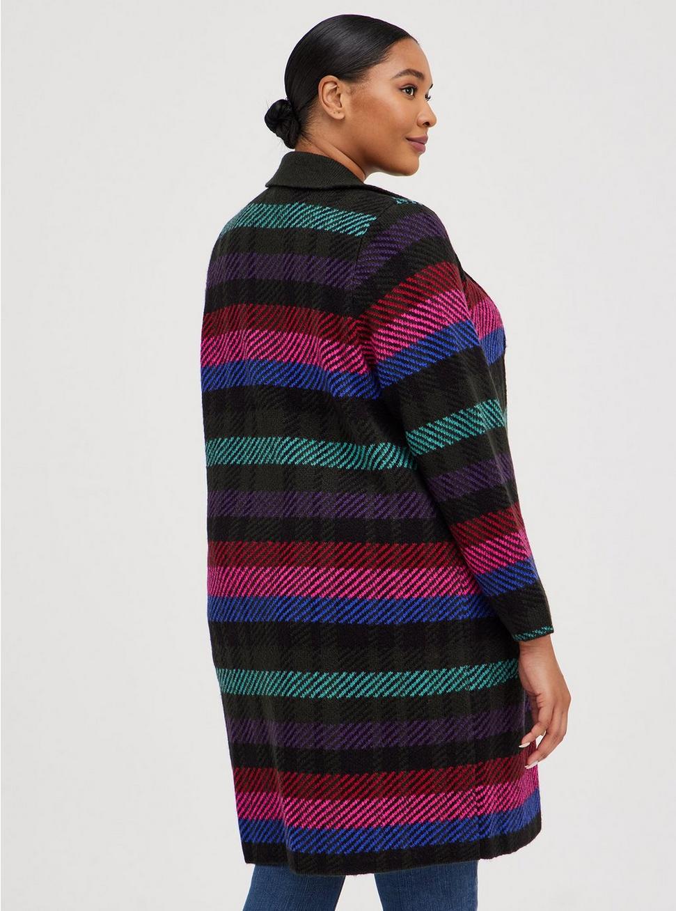 Plus Size Coatigan Collared Sweater, MULTI, alternate