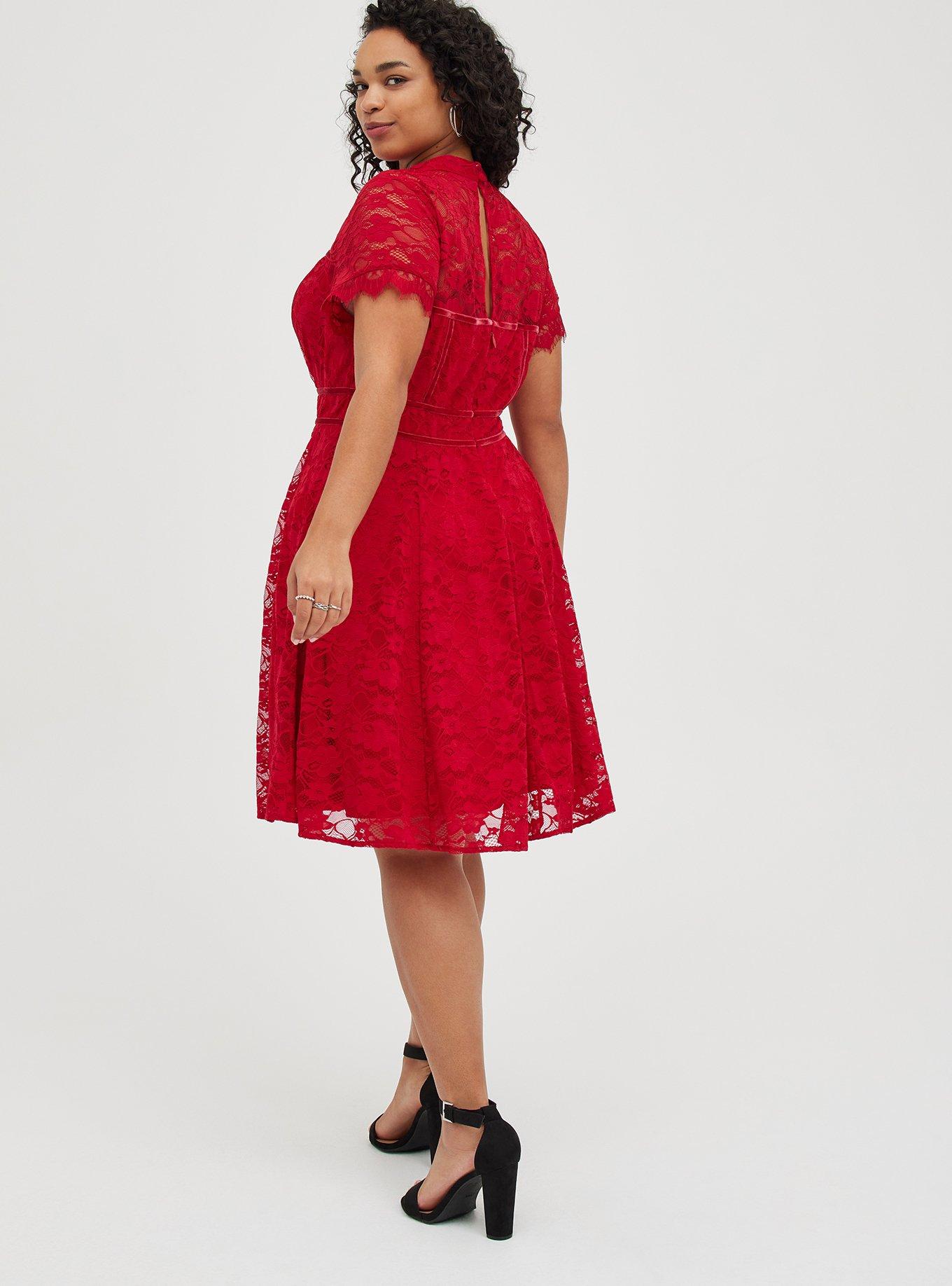 Torrid red shop lace dress