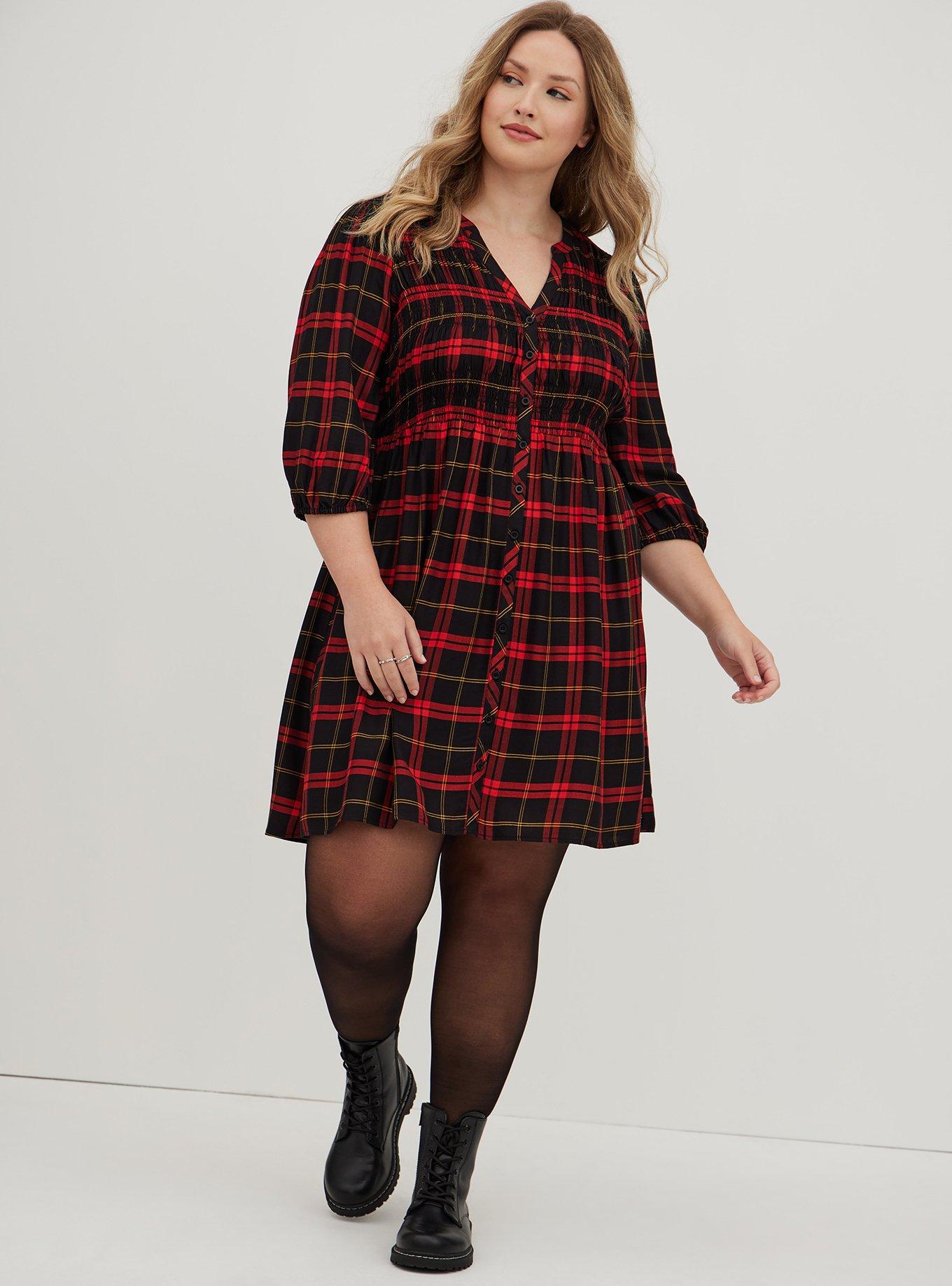 Plus Size - Jeggings - Plaid Print Red Wash - Torrid