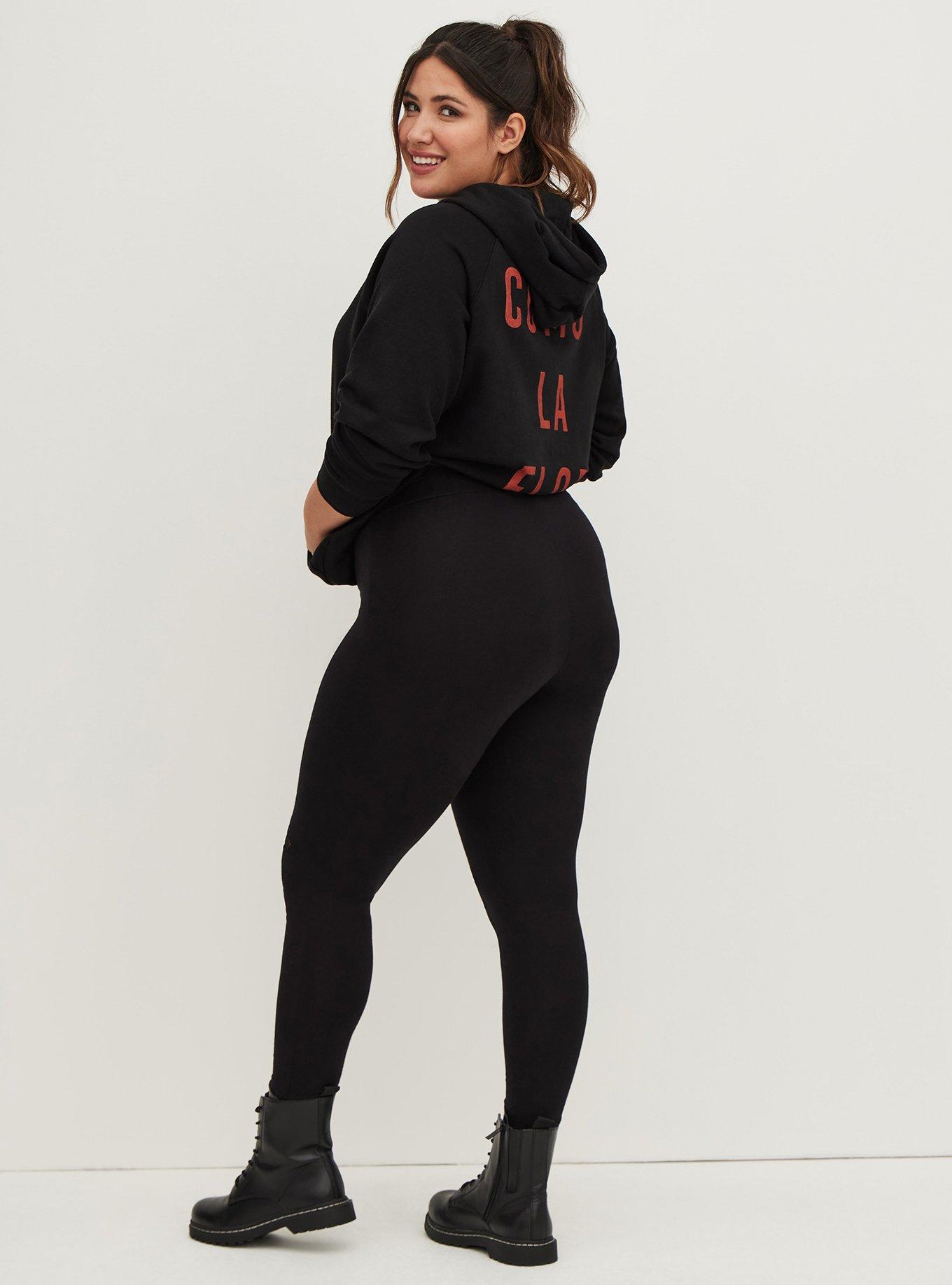 Plus Size - Premium Legging - Slashed Knee with Mesh Back Black - Torrid