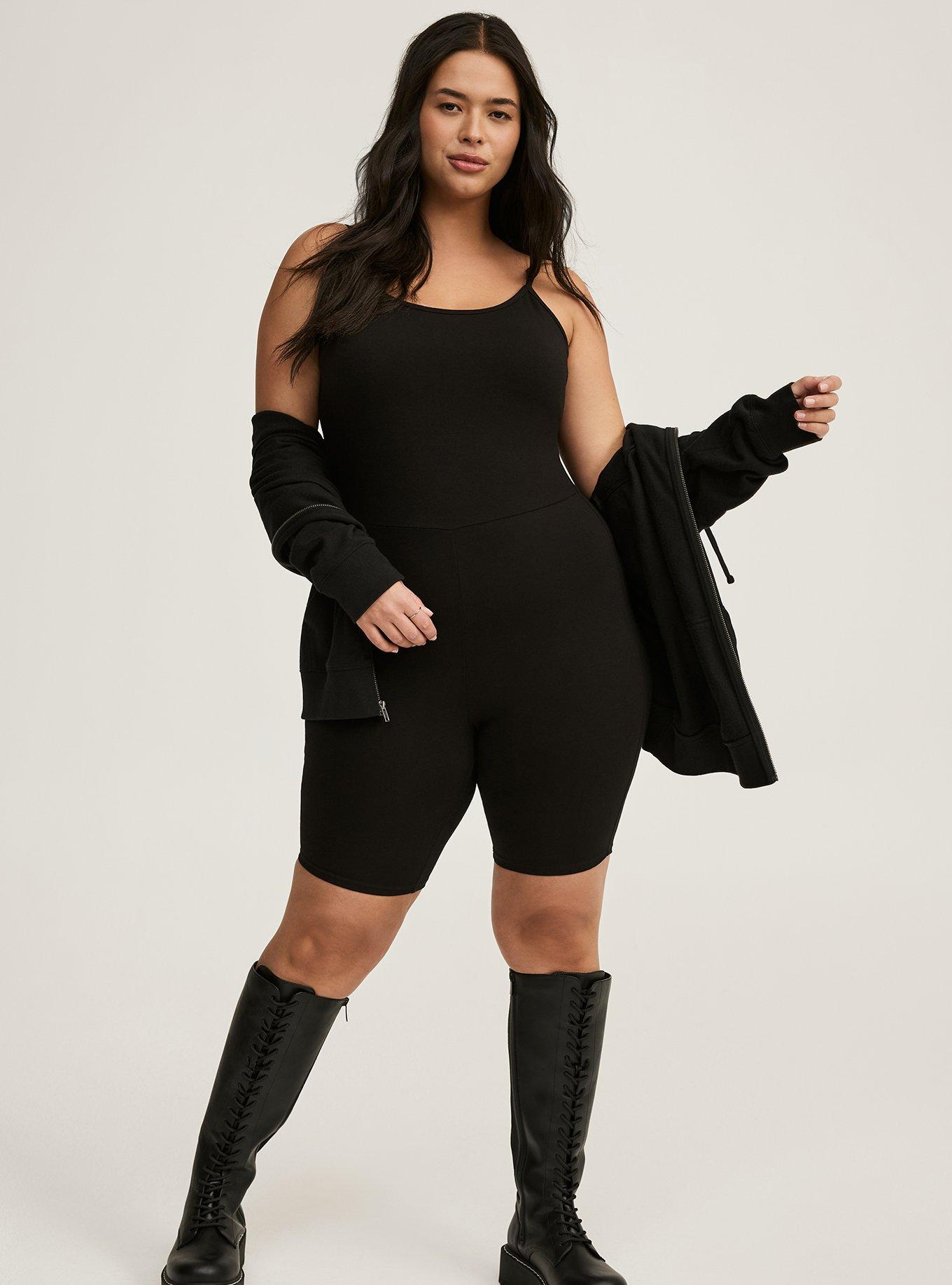 Plus Size Black Biker Short Length Tights.