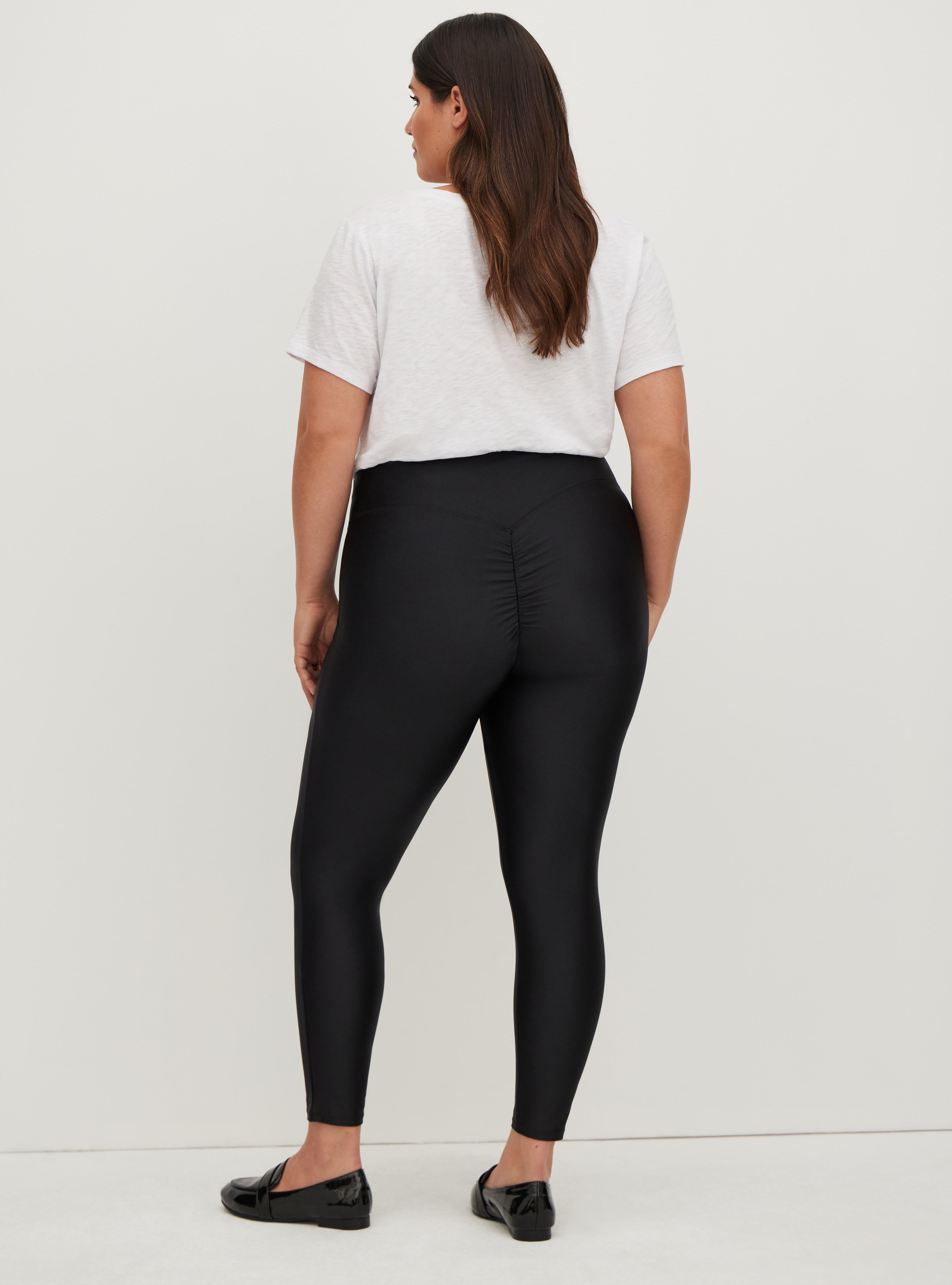 Full Length Signature Waist Ruched Back Liquid Legging, BLACK, alternate
