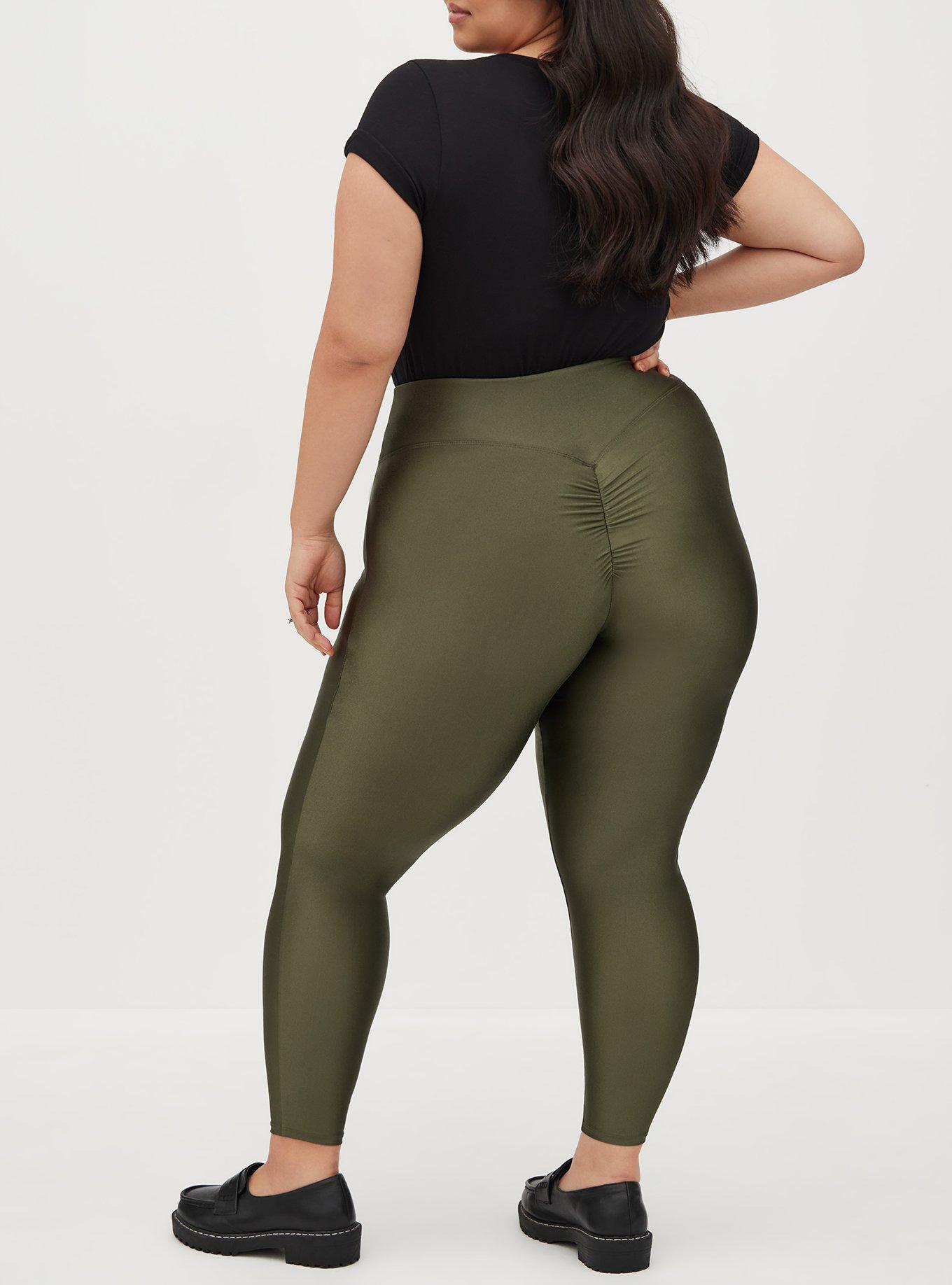 Women's Plus Size New Mix Brand 3 Waistband Solid Peach Skin Leggings. -  3 Elastic Waistband - Full-Length - Inseam approximately 28 - One size  fits most plus 16-20 - 92% Polyester / 8% Spandex, 738986