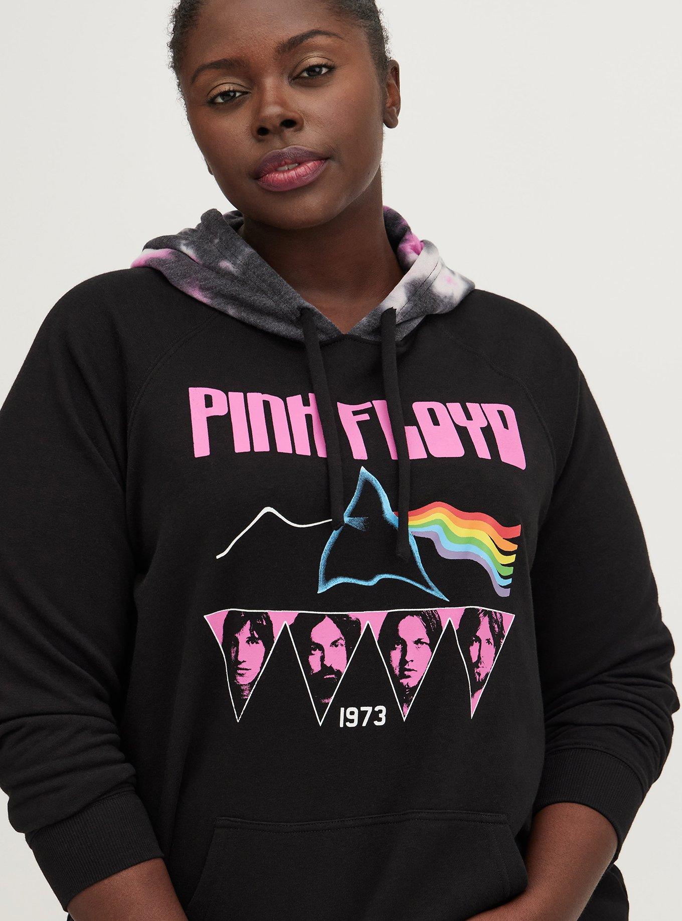 Plus Size Hoodie Cozy Fleece Pink Floyd Tie Dye Black Torrid