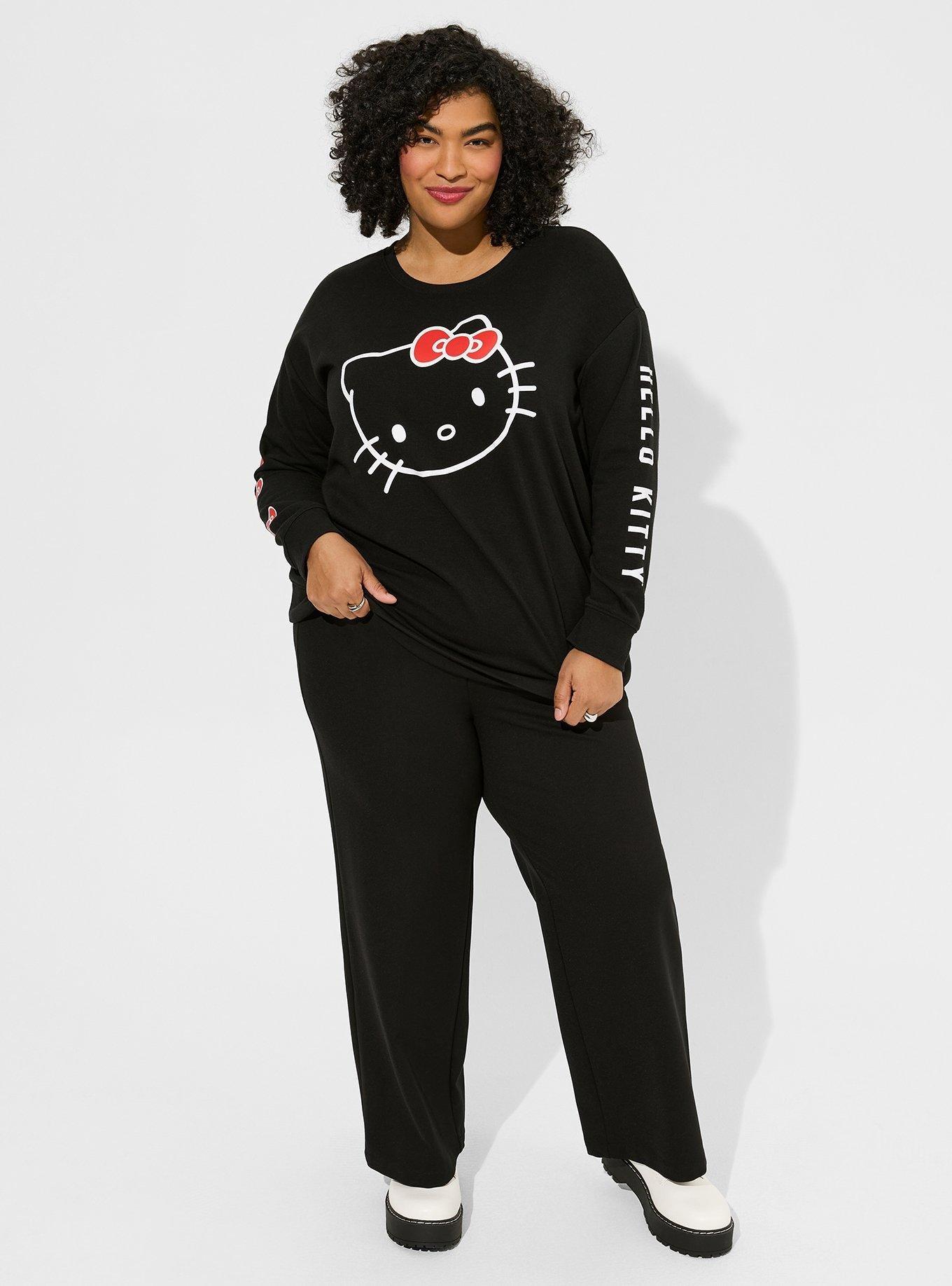 Retro Style Hello Kitty Large Logo Black Ladies Sweatpants -  Canada