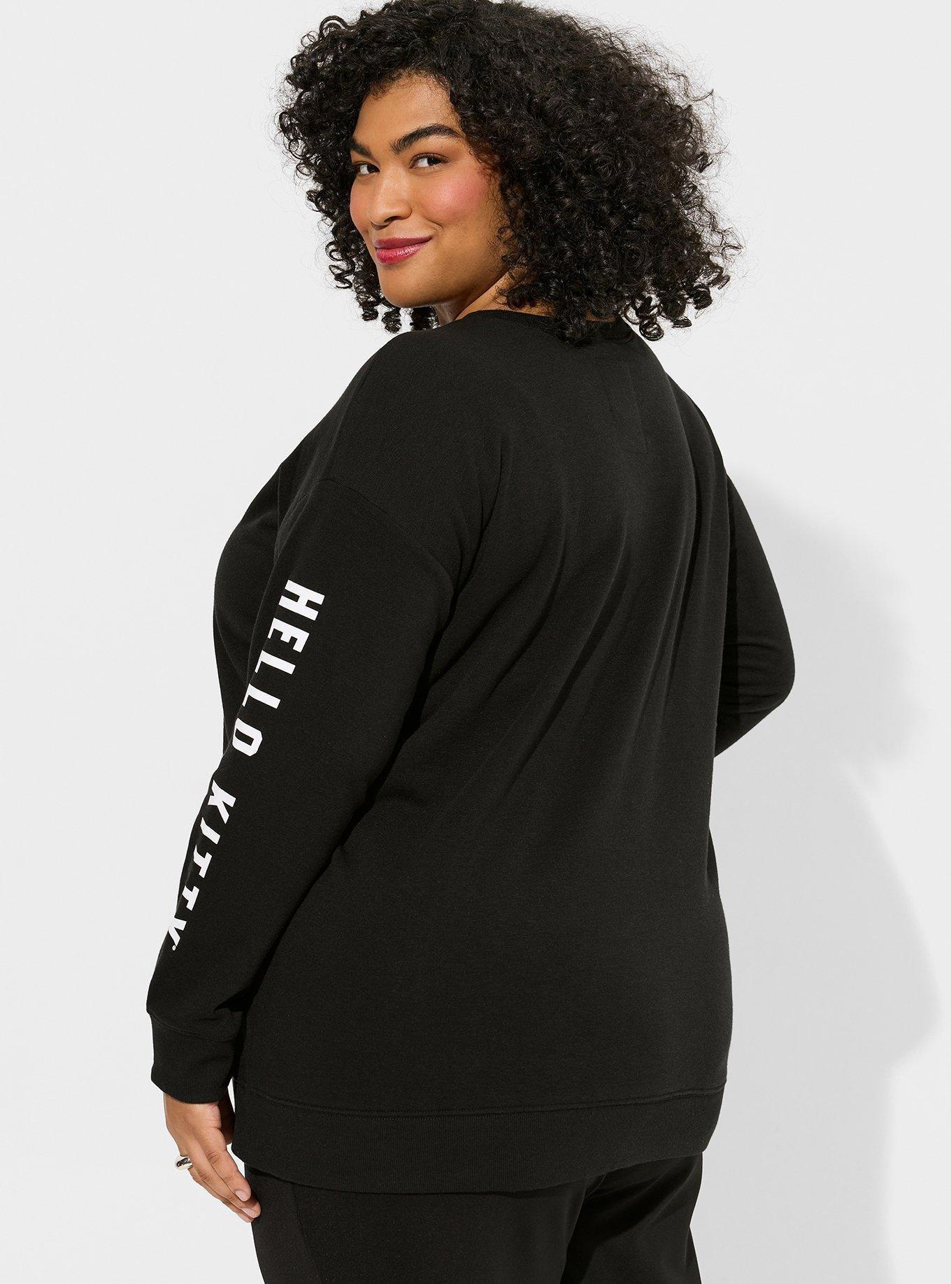 Plus Size - Tunic Sweatshirt - Cozy Fleece Hello Kitty Black - Torrid