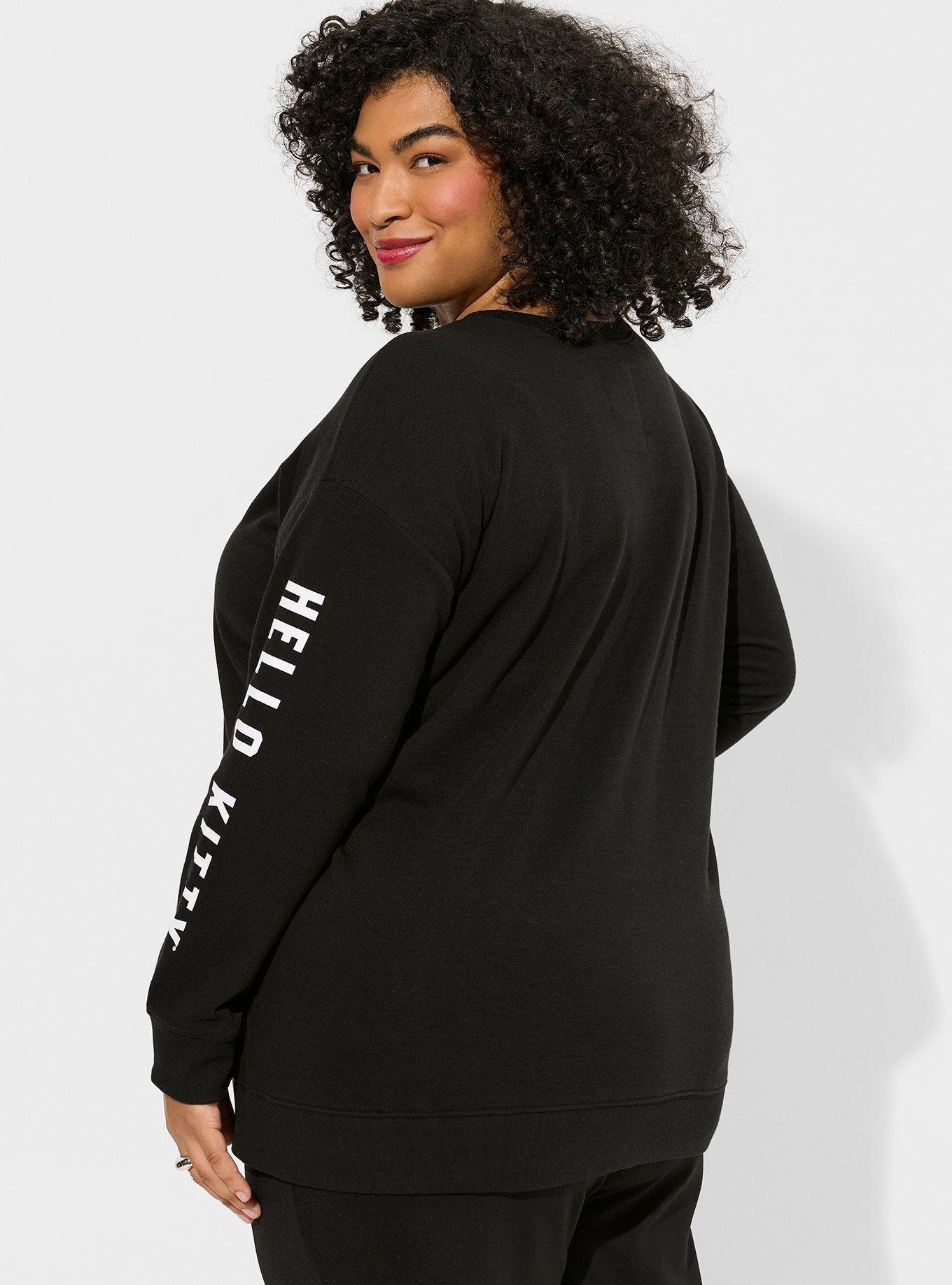 Plus Size Tunic Sweatshirt Cozy Fleece Hello Kitty Black Torrid