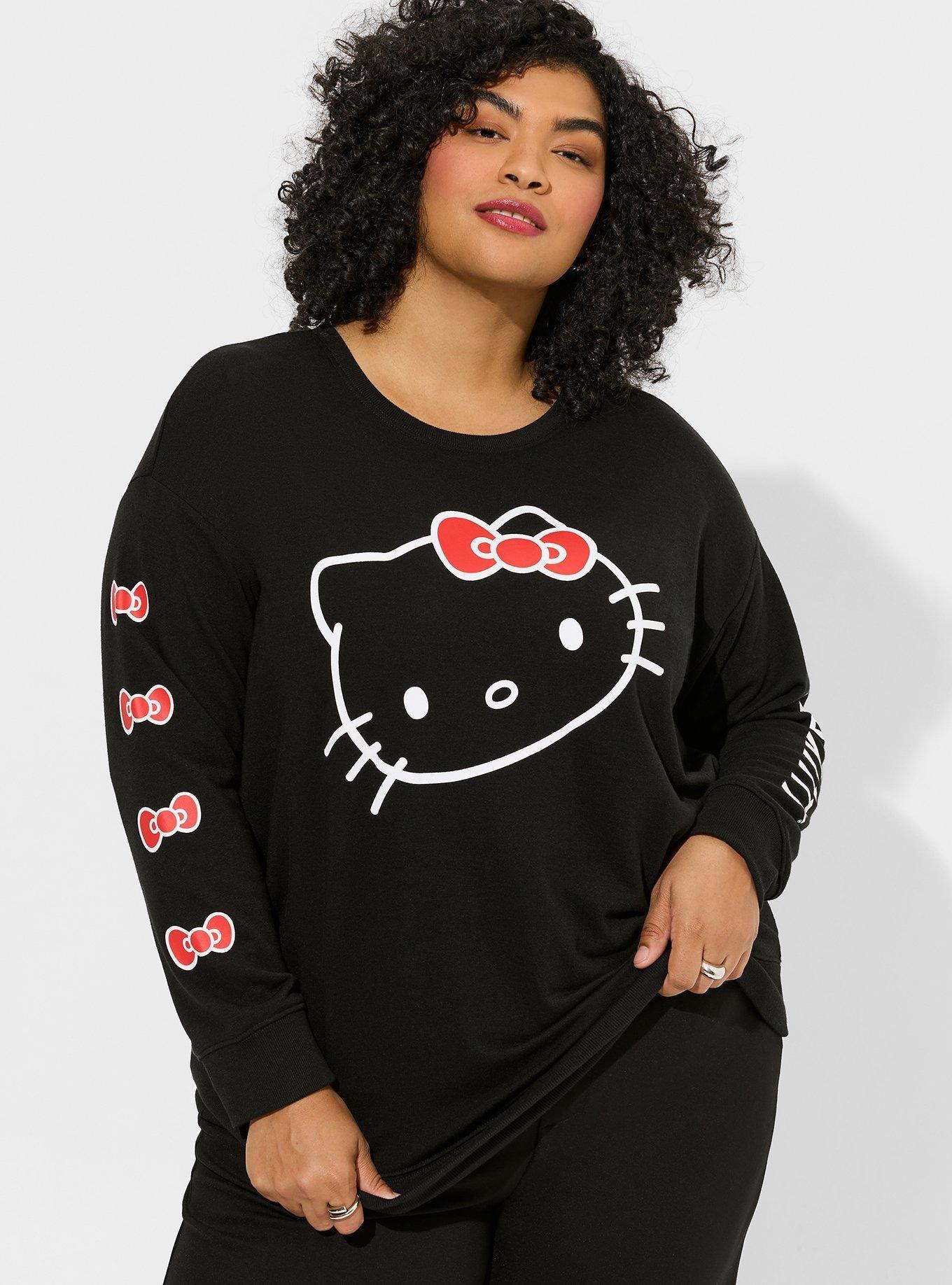 Plus Size - Tunic Sweatshirt - Cozy Fleece Hello Kitty Black - Torrid