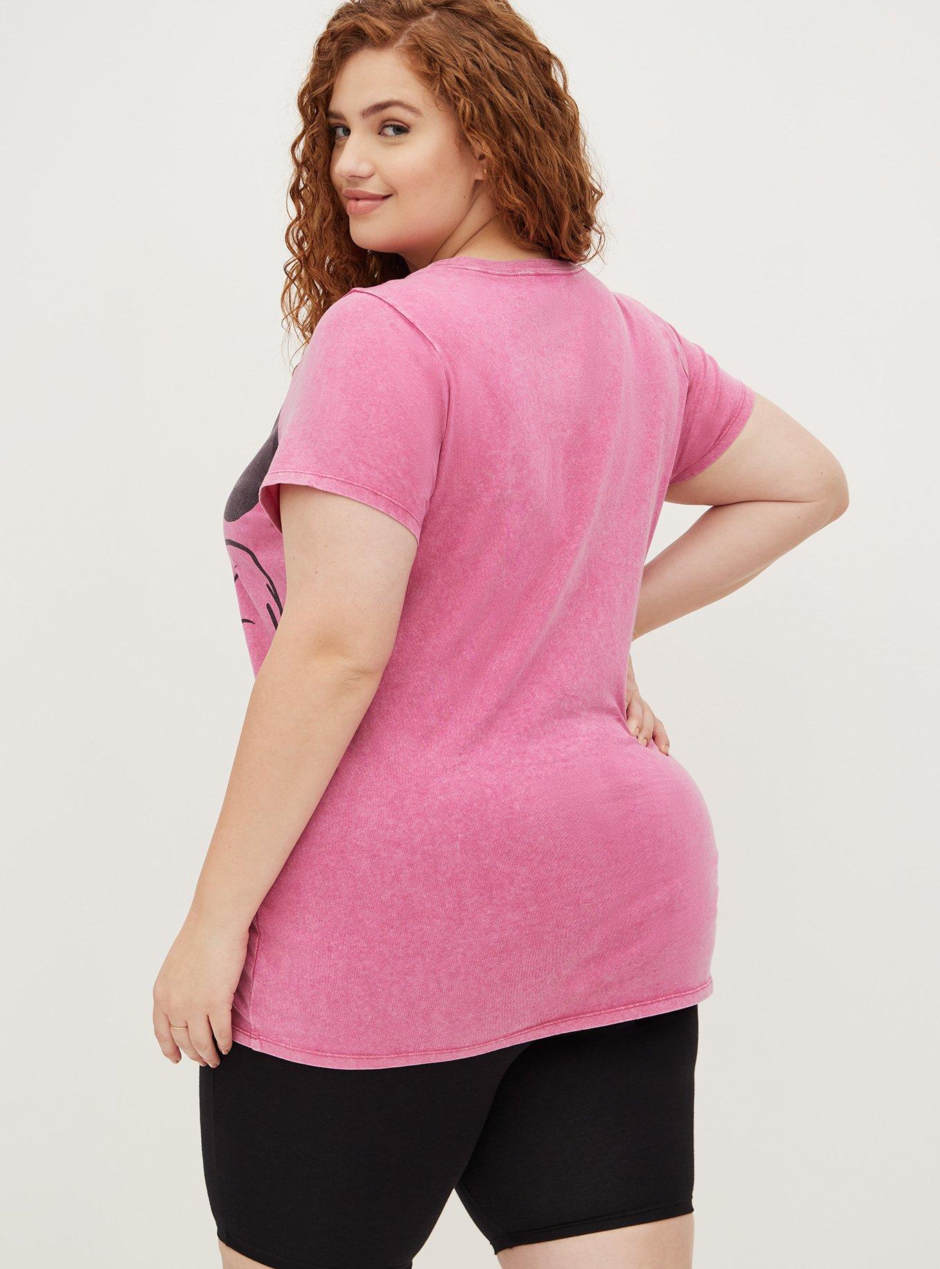 Plus Size Tunic Tee - Cotton Mineral Wash Minnie Mouse Pink, PINK, alternate