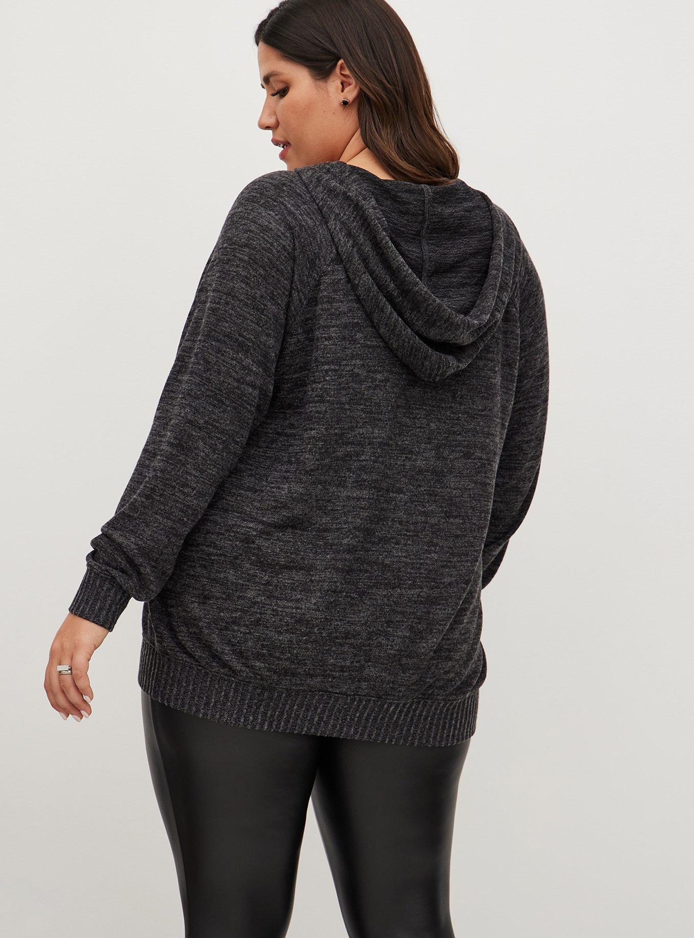 Super Soft Plush Zip Up Hoodie, DEEP BLACK, alternate