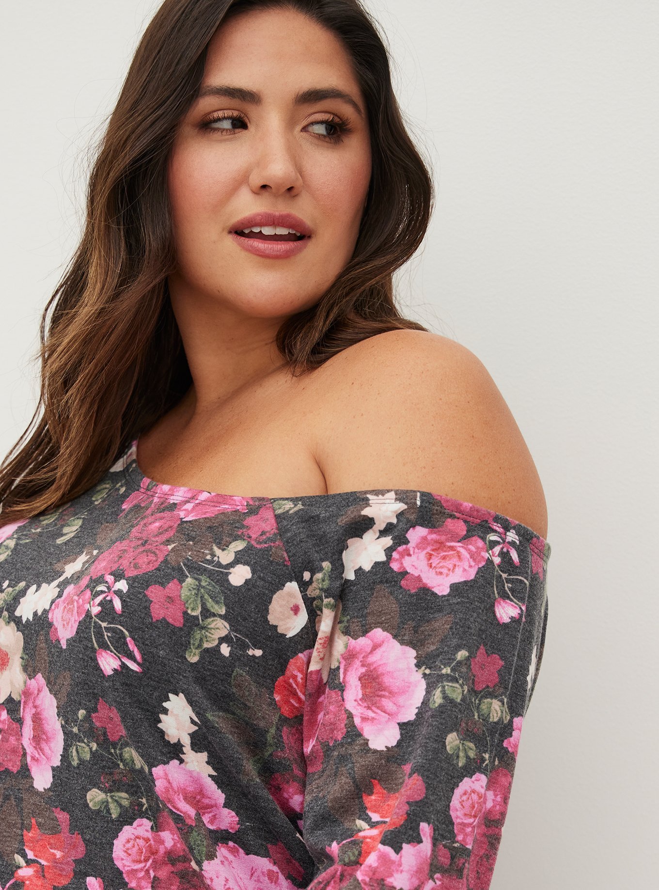 Plus Size - Off-Shoulder Lt Weight French Terry Sweatshirt - Torrid