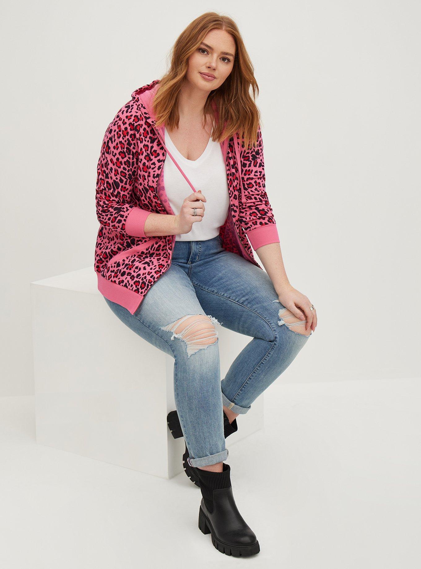 Torrid offers pink leopard hoodie jacket sweatshirt plus 26 size 4 nwt