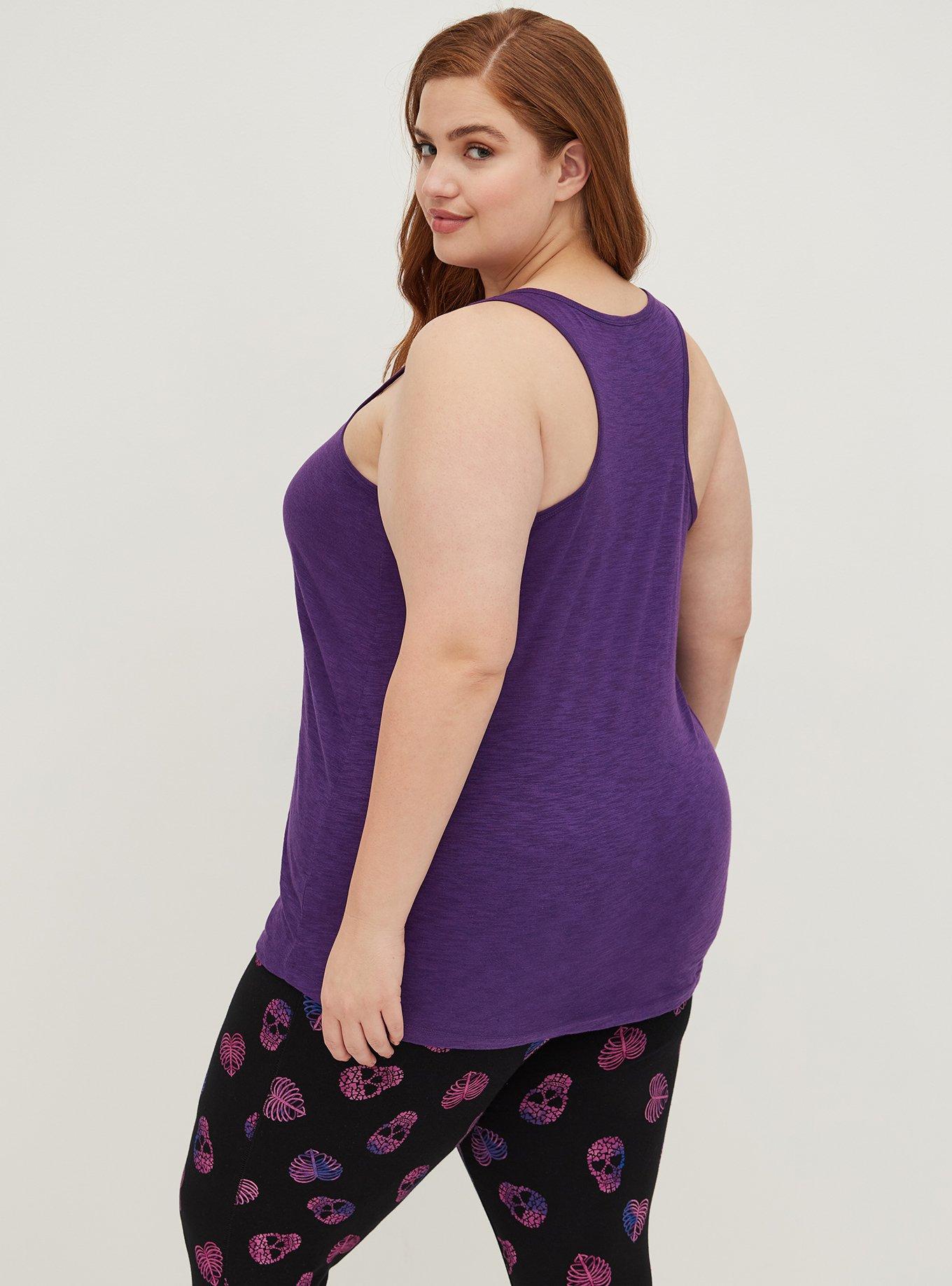 Slub Sleeveless Racerback Sleep Tank, PURPLE HEART SKULL, alternate