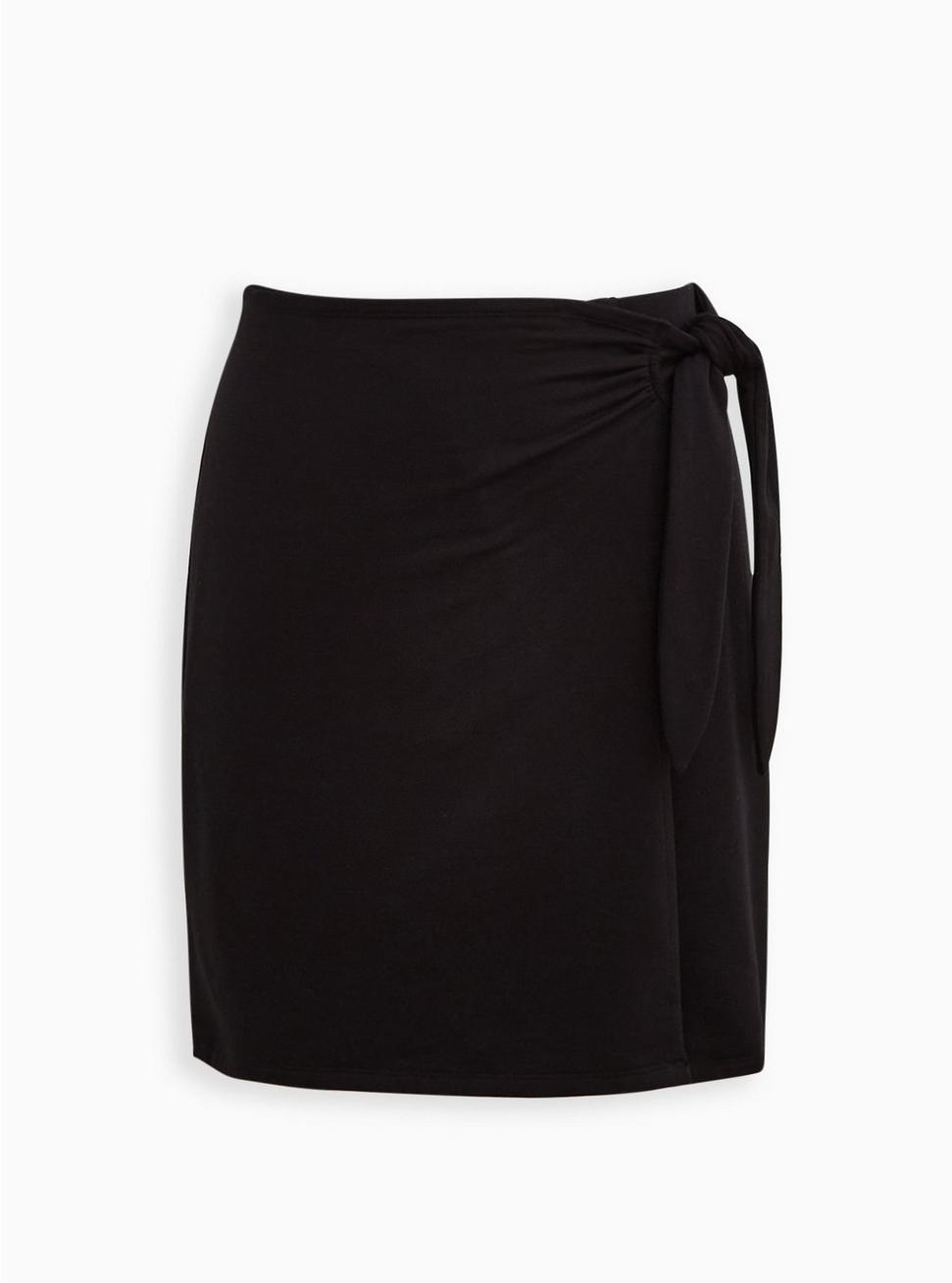 Mini Skirt - Ultra Soft Fleece Side Tie Black, DEEP BLACK, hi-res