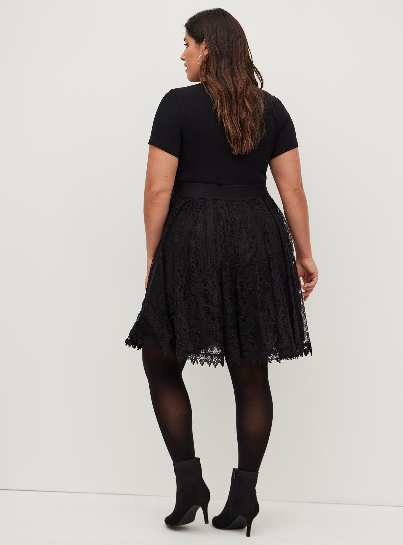 Plus Size Mini Skirt - Lace Black, DEEP BLACK, alternate