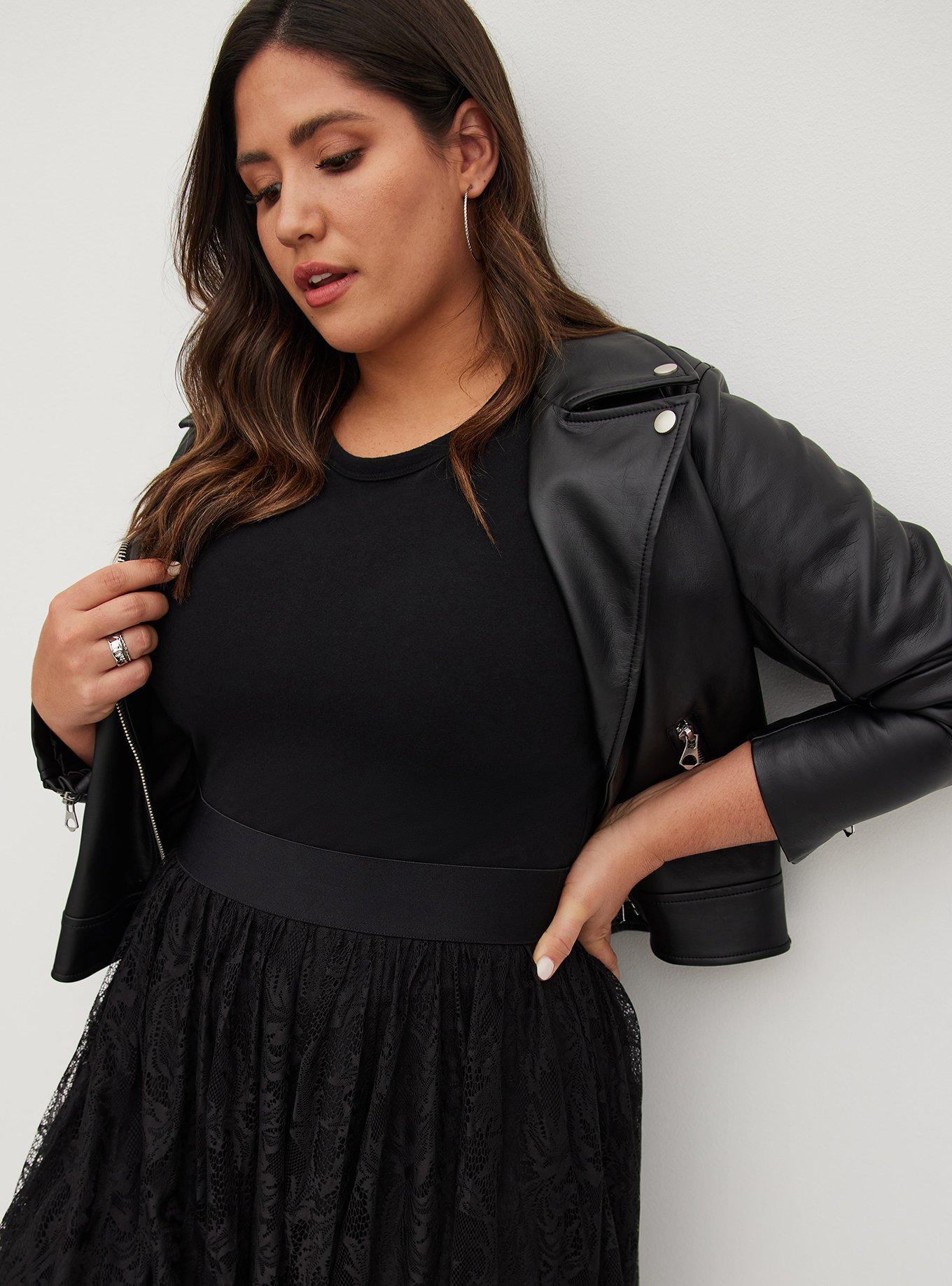 Plus Size Mini Skirt - Lace Black, DEEP BLACK, alternate