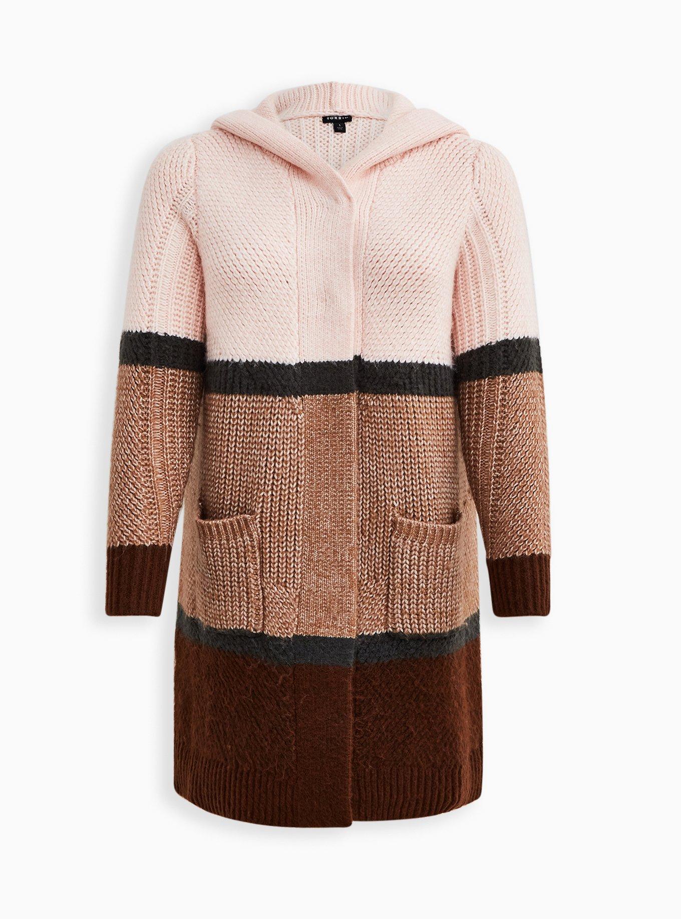 Coatigan Hooded Sweater, PINK MULTI STRIPE, hi-res