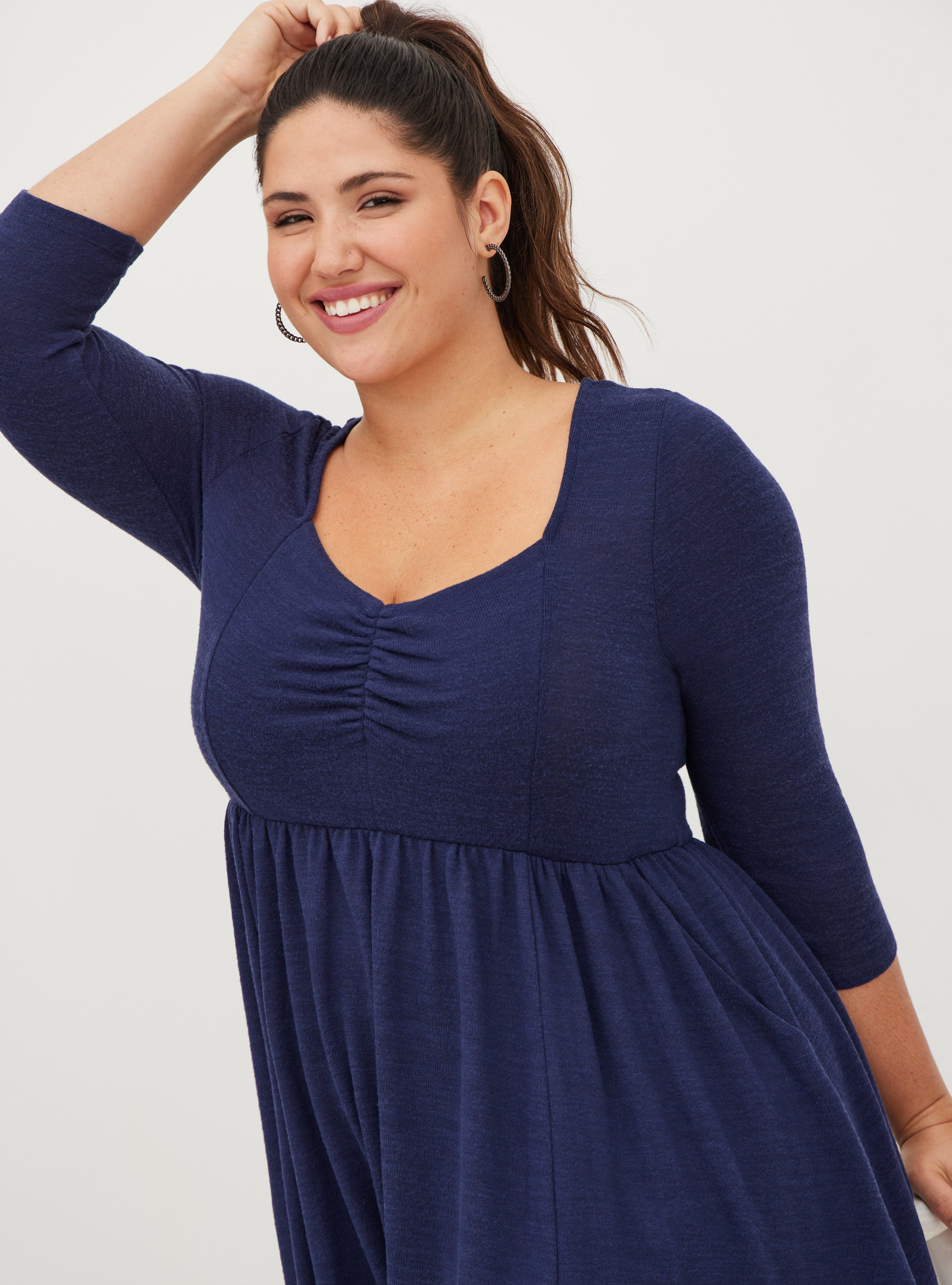 Plus Size - Sweetheart Skater Dress - Super Soft Plush Blue - Torrid