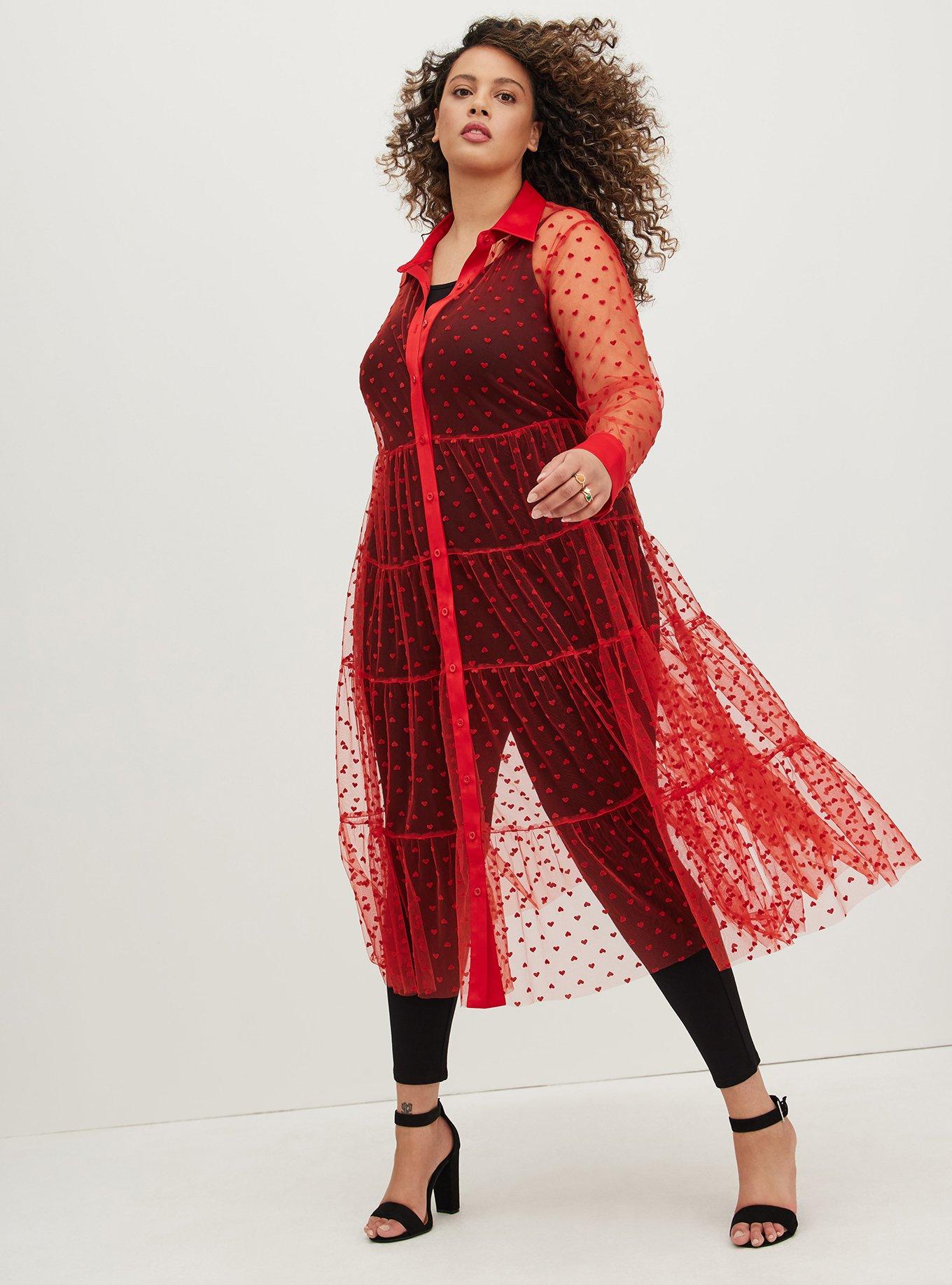 Plus Size - Mesh Tie Front Kimono - Torrid