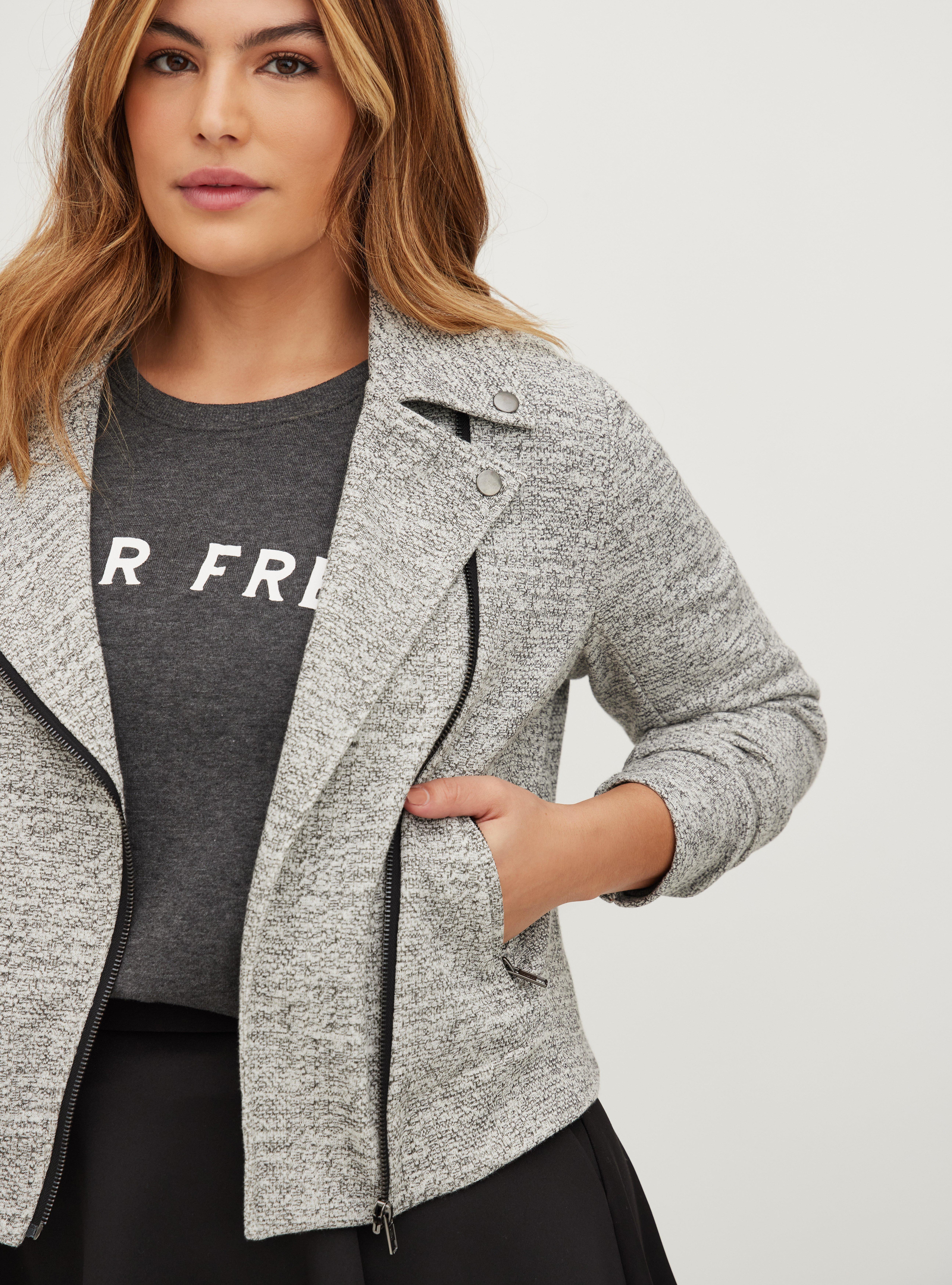 Moto Jacket - Double Knit Grey, HEATHER GREY, hi-res