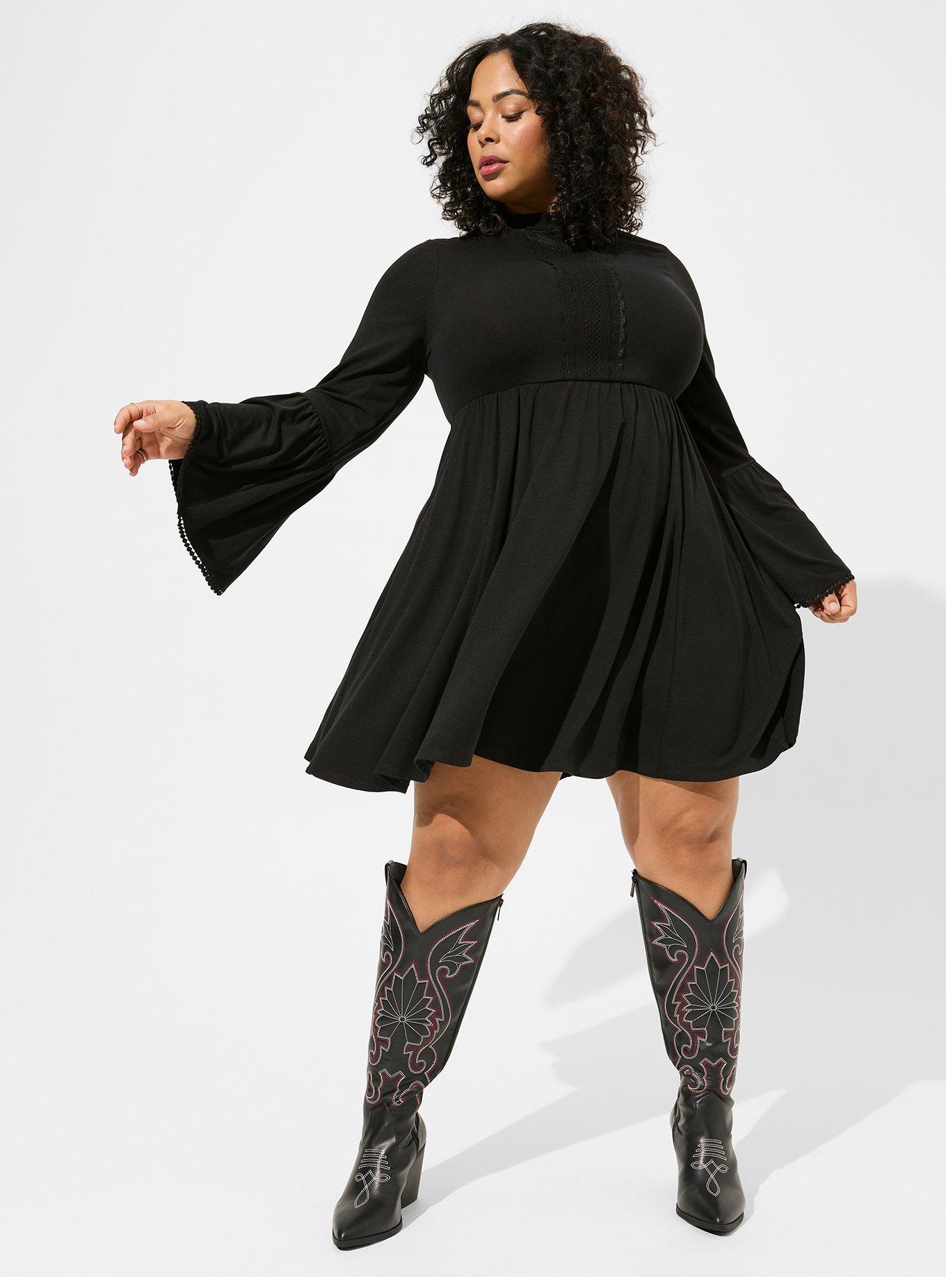 Plus Size - Mini Jersey Mock Neck Skater Dress - Torrid