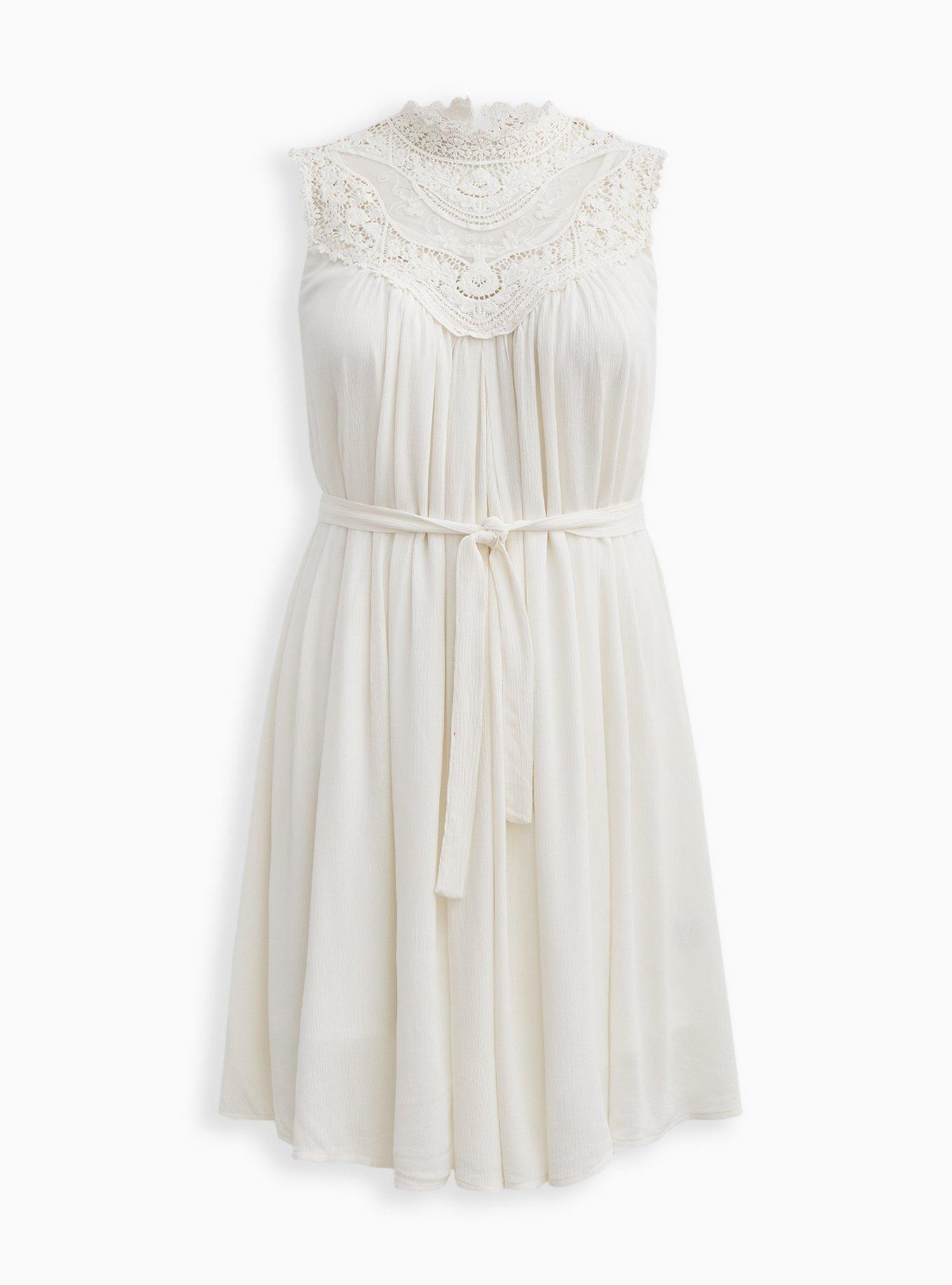 Plus Size - Mini Crinkle Gauze Crochet Dress - Torrid