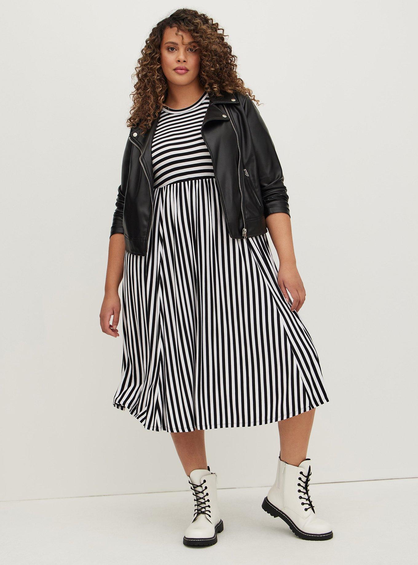 Midi Super Soft Skater Dress, STRIPE WHITE, alternate