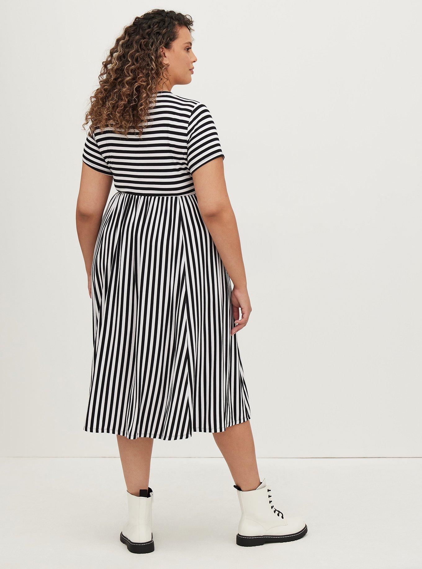 Midi Super Soft Skater Dress, STRIPE WHITE, alternate