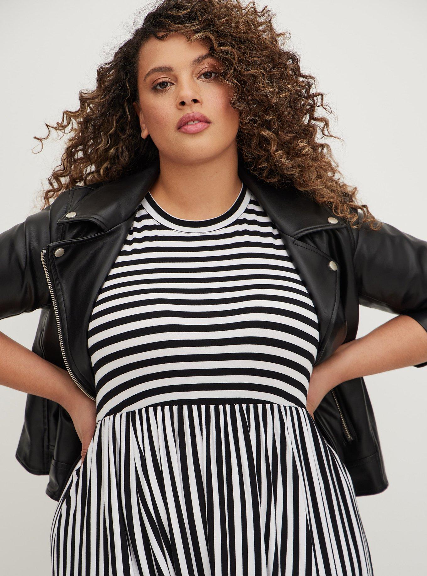 Midi Super Soft Skater Dress, STRIPE WHITE, alternate