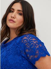 Plus Size Midi Lace Fit And Flare Dress, ELECTRIC BLUE, alternate