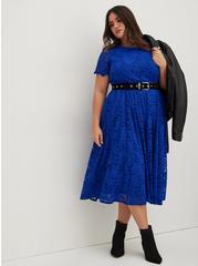 Plus Size Midi Lace Fit And Flare Dress, ELECTRIC BLUE, hi-res