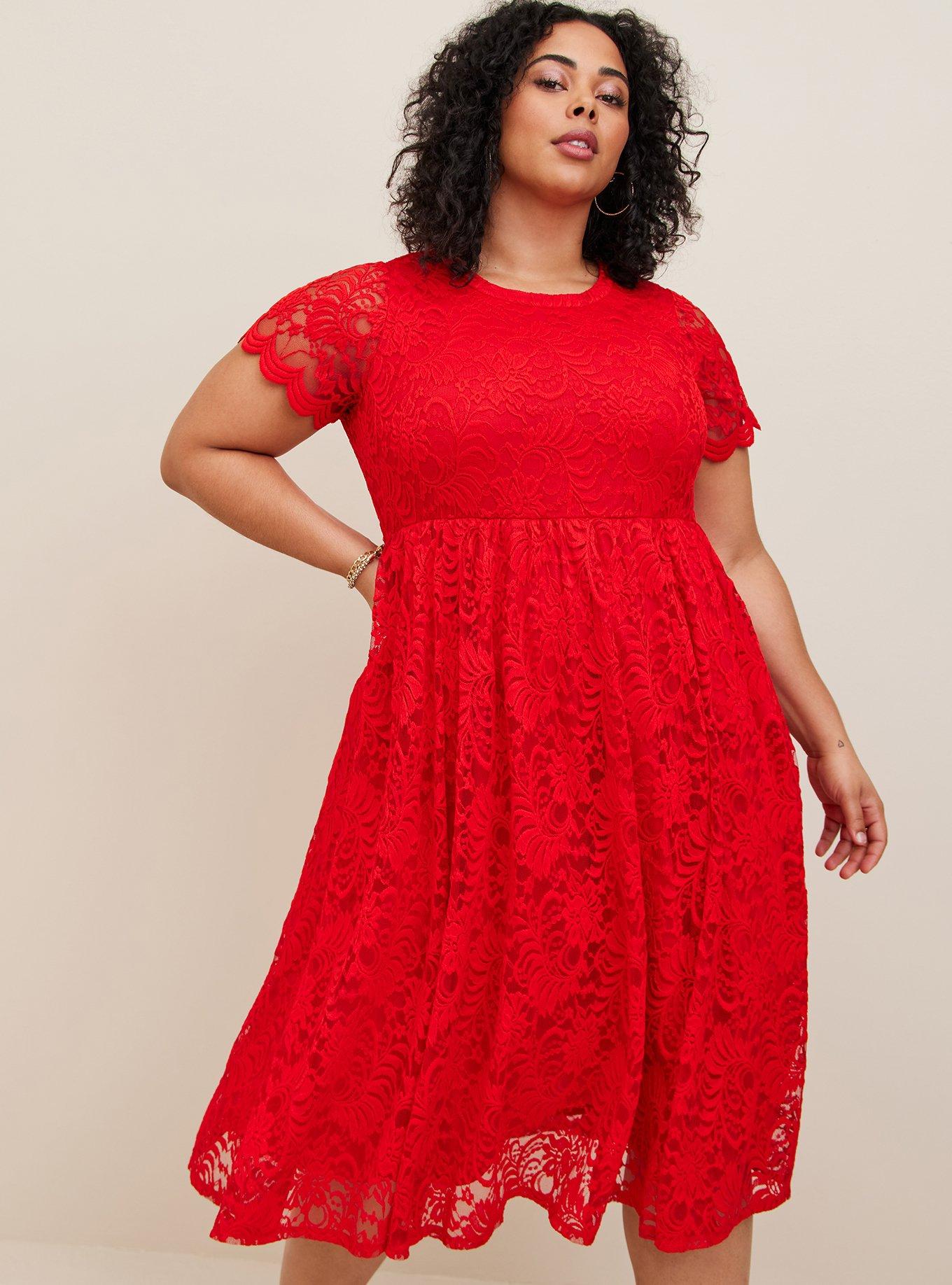 Plus Size - Midi Lace Fit And Flare Dress - Torrid