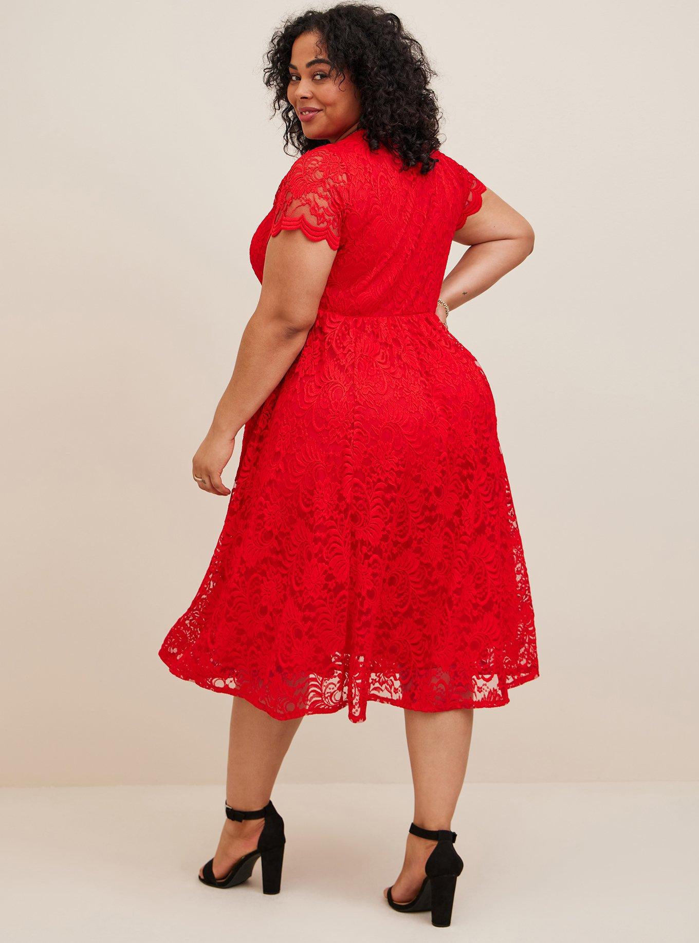 Torrid red lace store dress