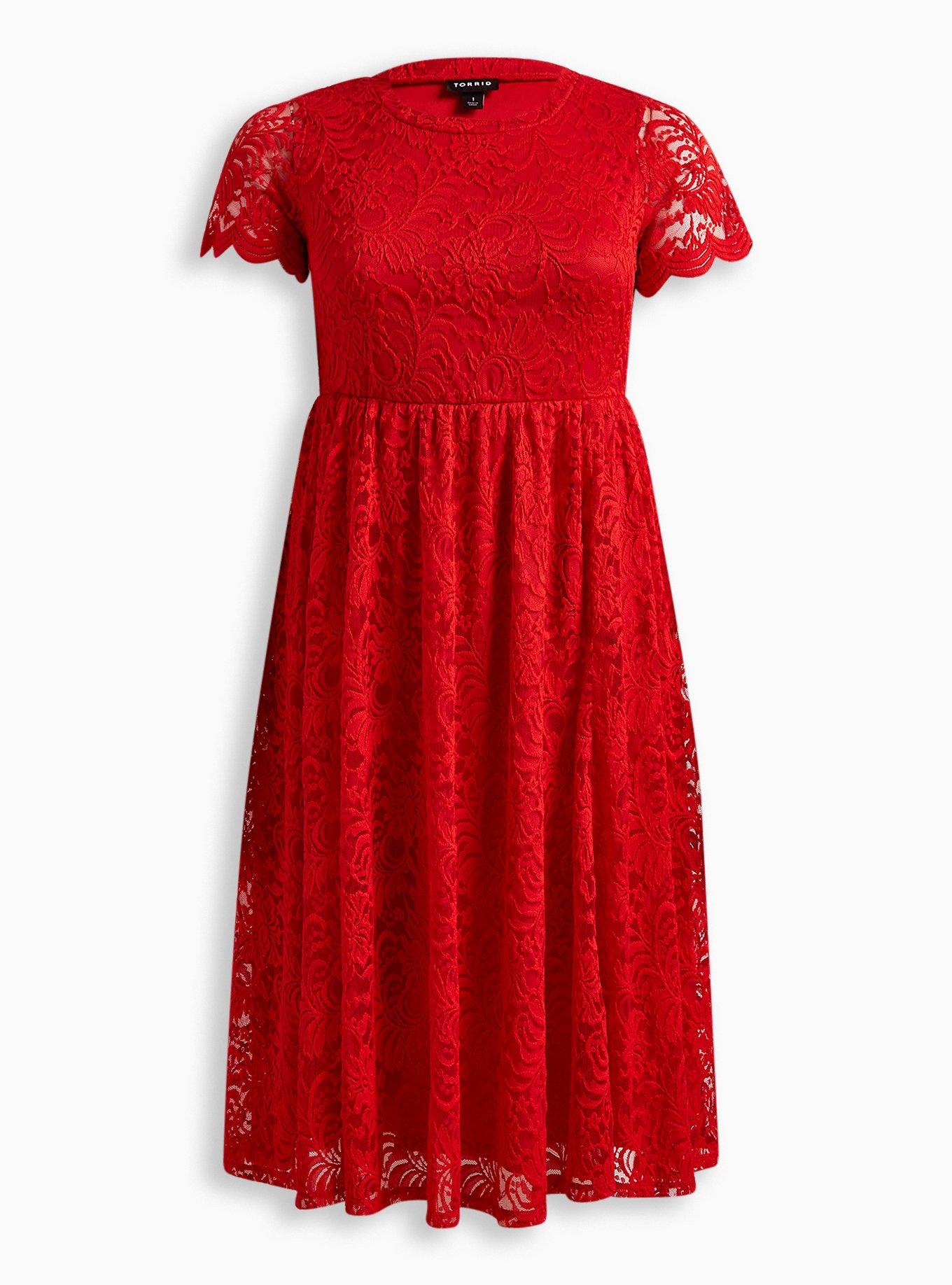 Plus Size - Midi Lace Fit And Flare Dress - Torrid