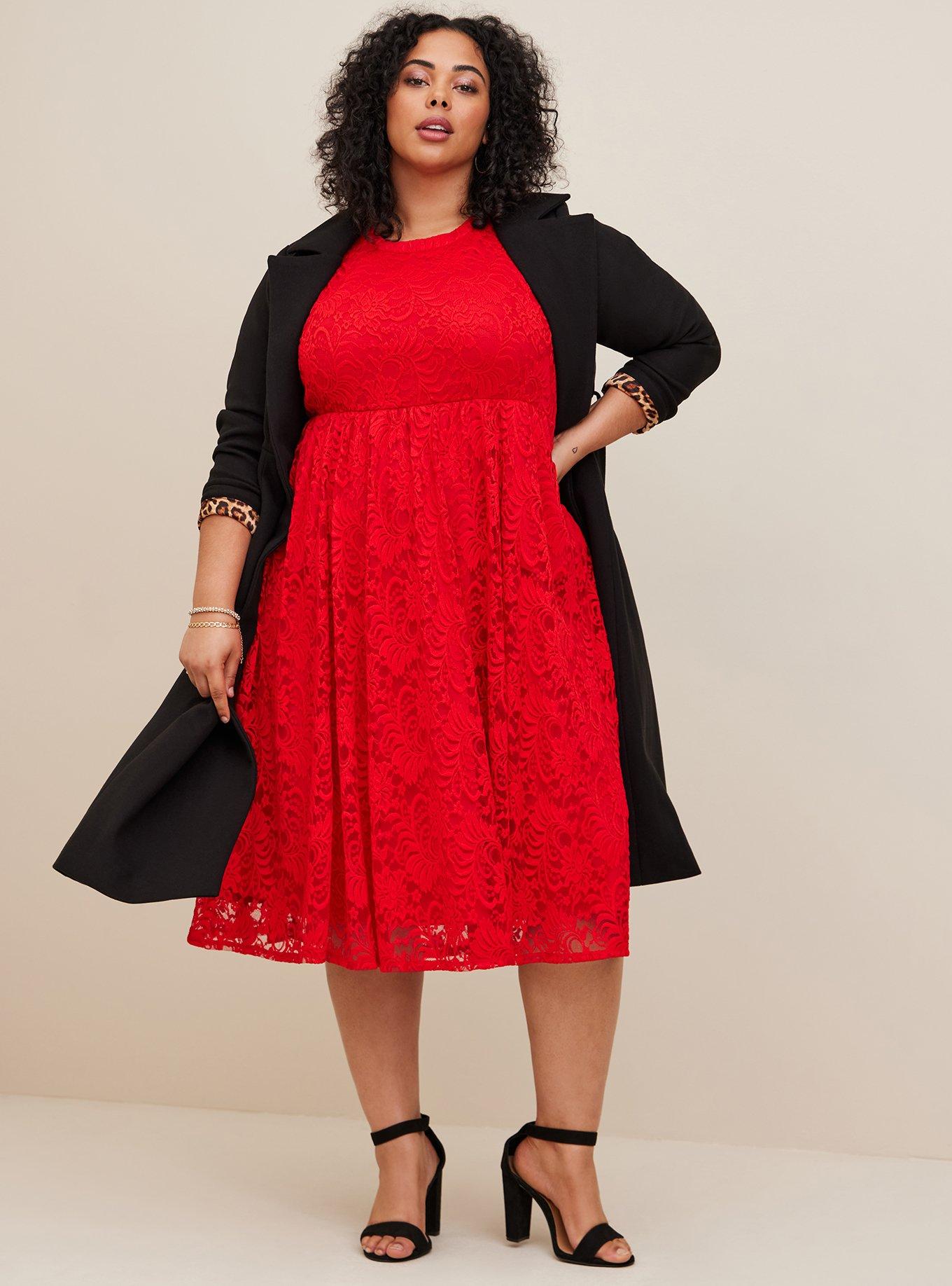 Torrid red lace store dress