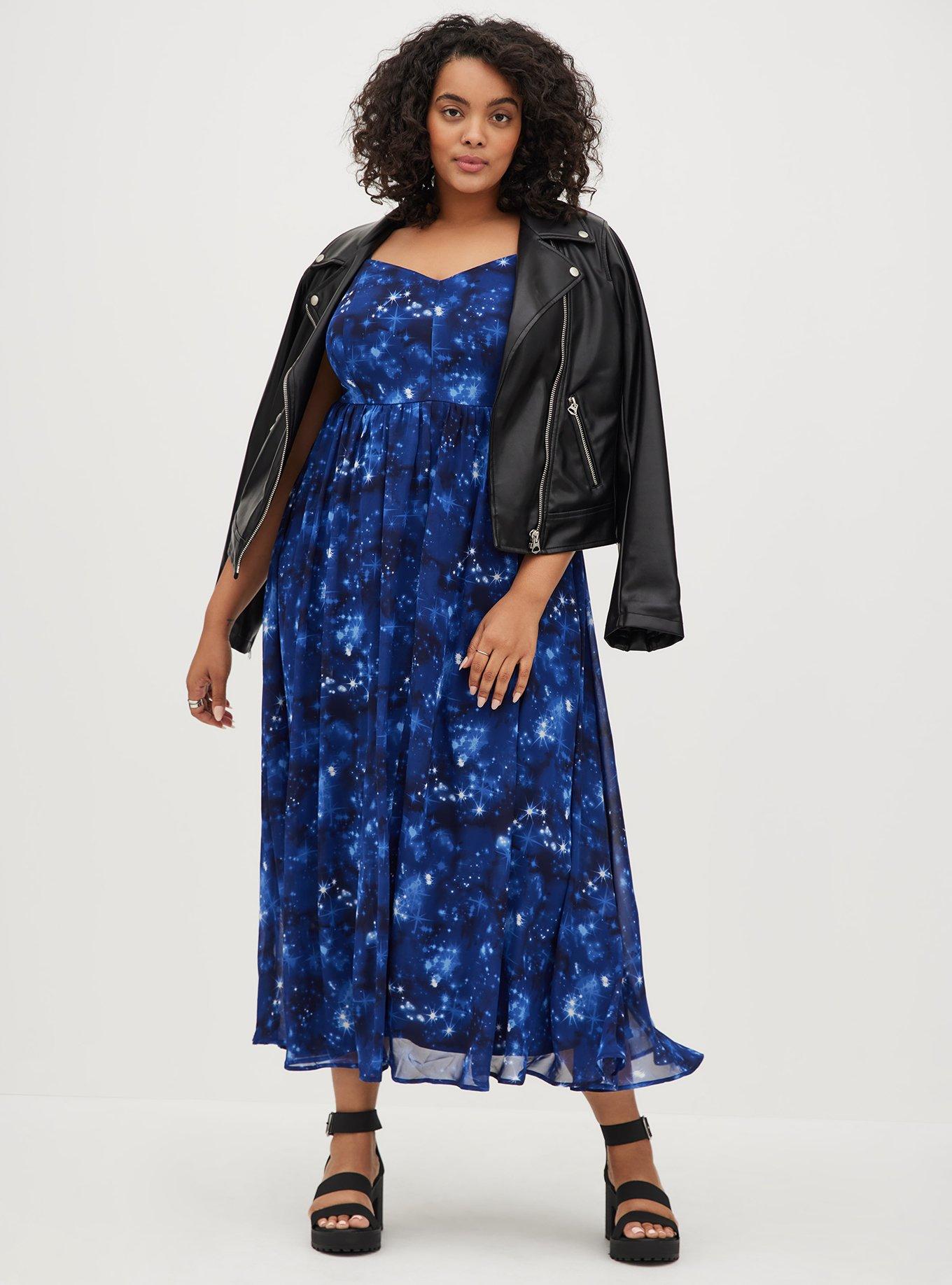 Plus Size - Ladder Trimmed Maxi Dress - Chiffon Galaxy Blue - Torrid