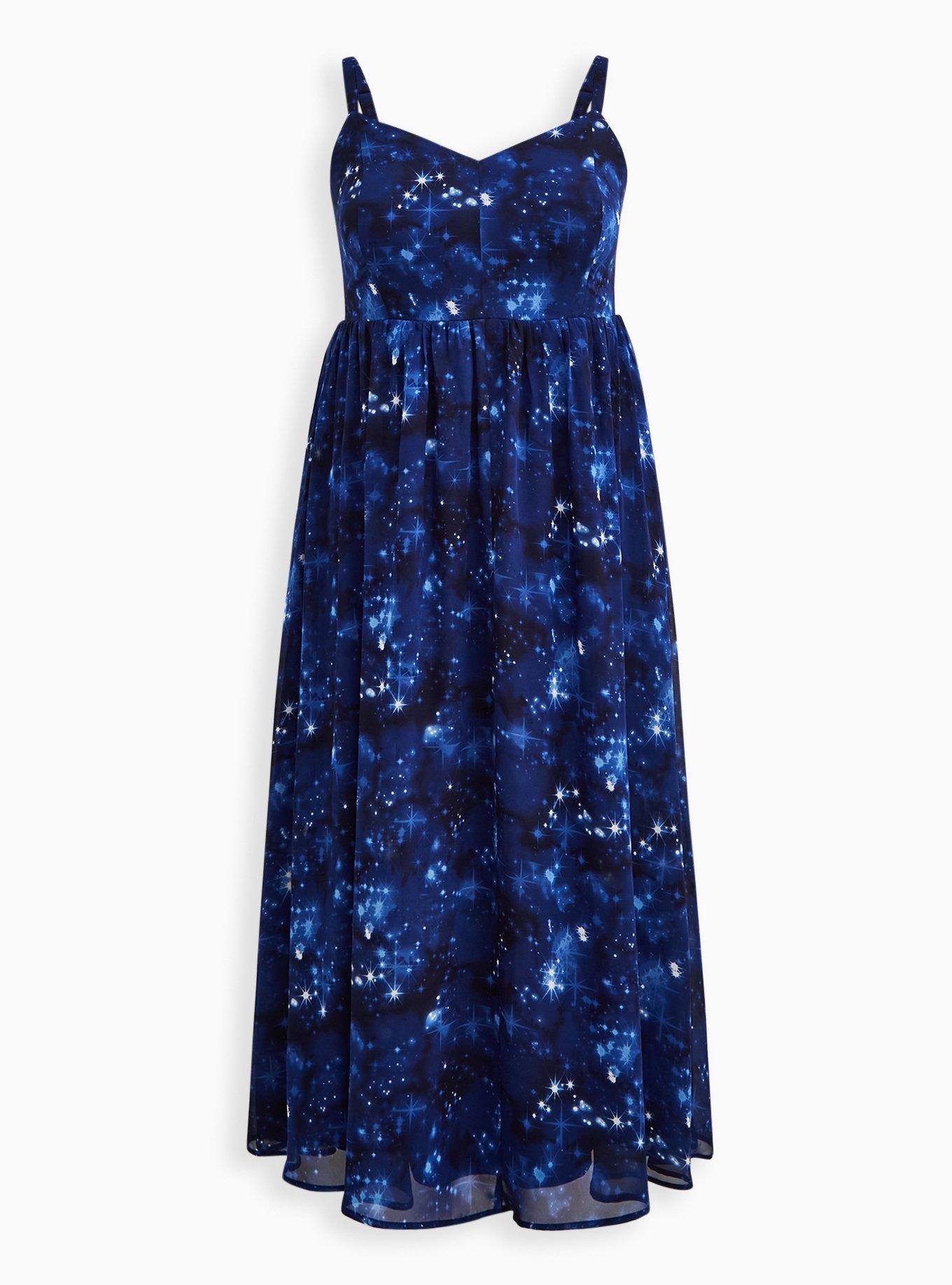 Ladder Trimmed Maxi Dress - Chiffon Galaxy Blue, , hi-res