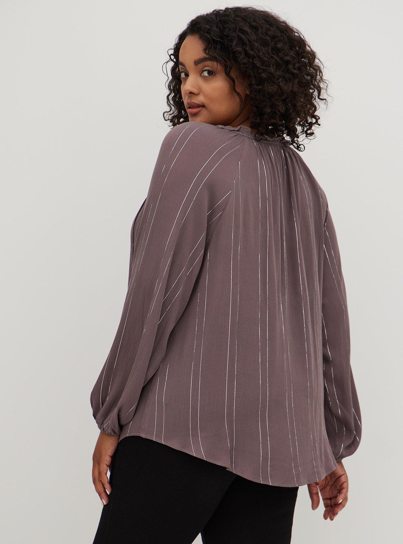 Plus Size - Crinkle Gauze With Lurex Peasant Blouse - Torrid
