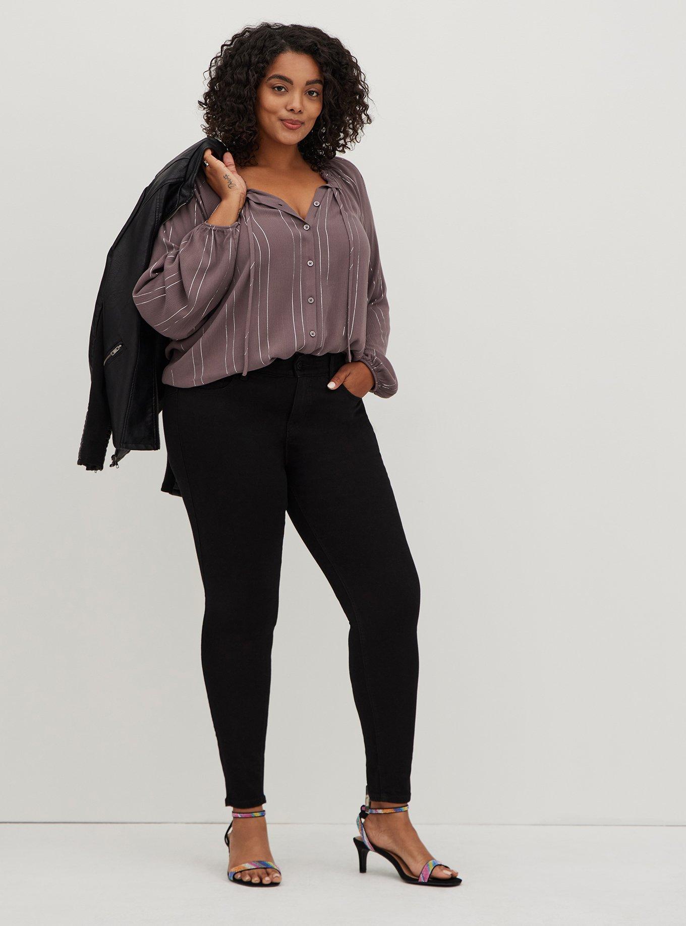 Plus Size - Crinkle Gauze With Lurex Peasant Blouse - Torrid